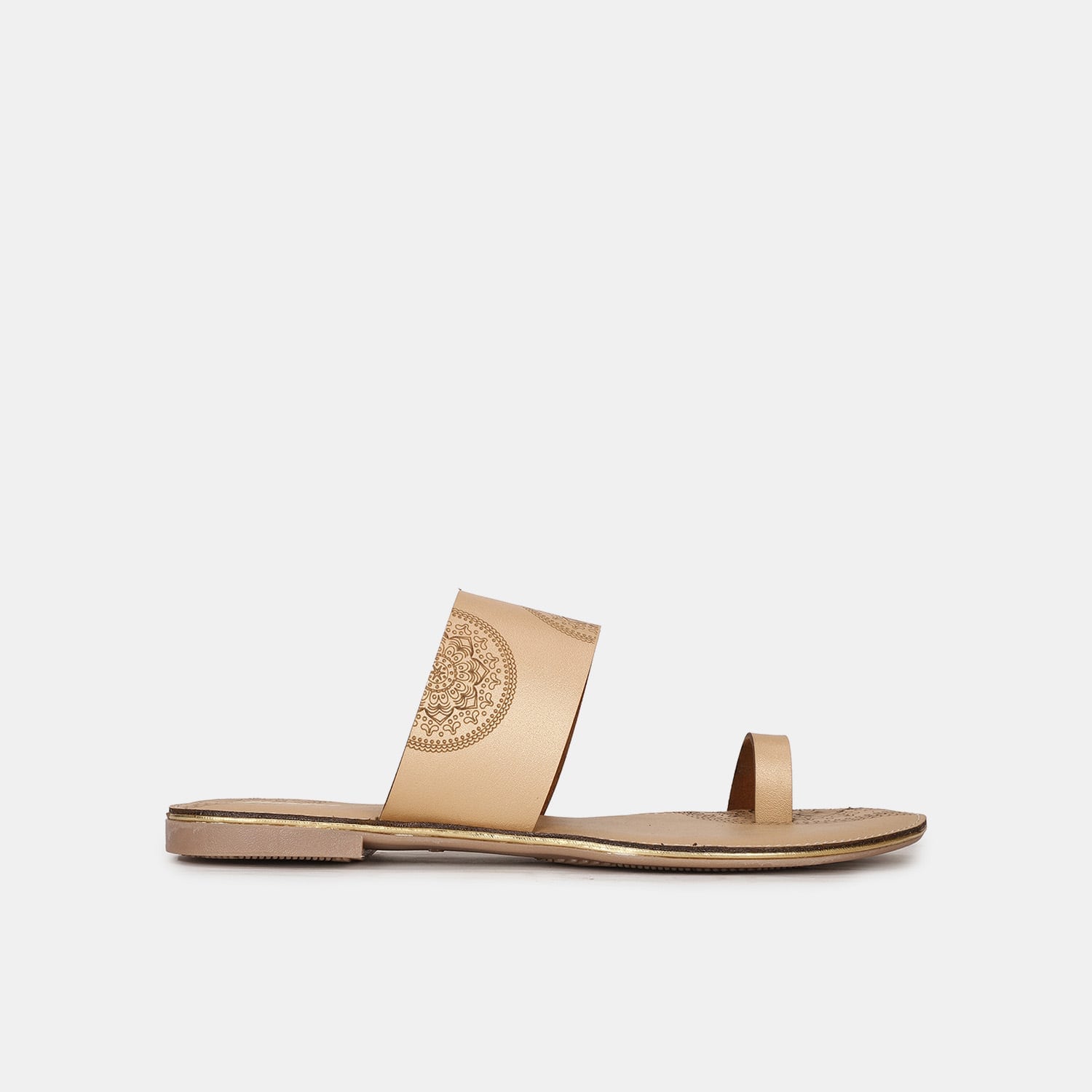 Bata gold casual toe ring slippers for women