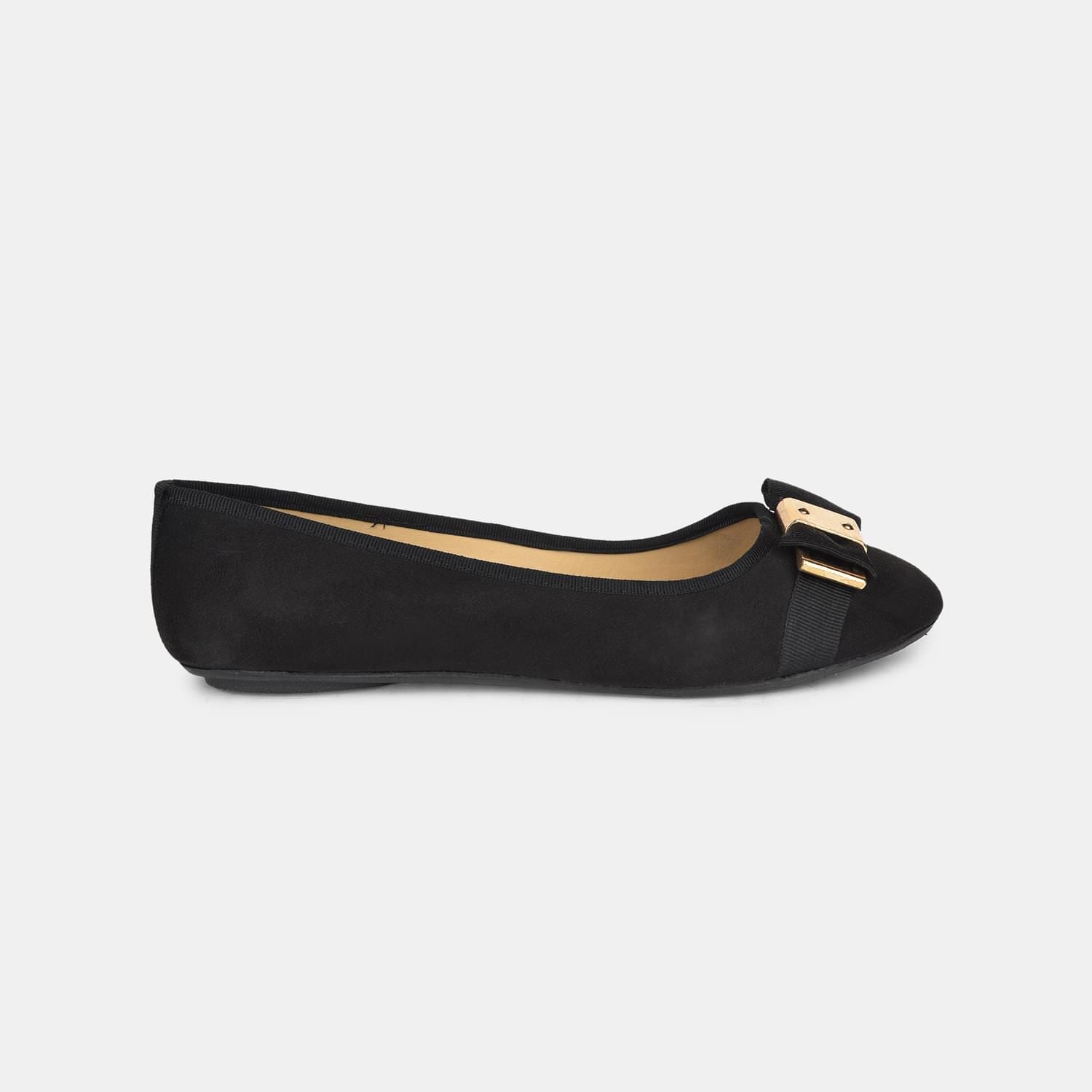 Bata black ballerina flats with buckles for women