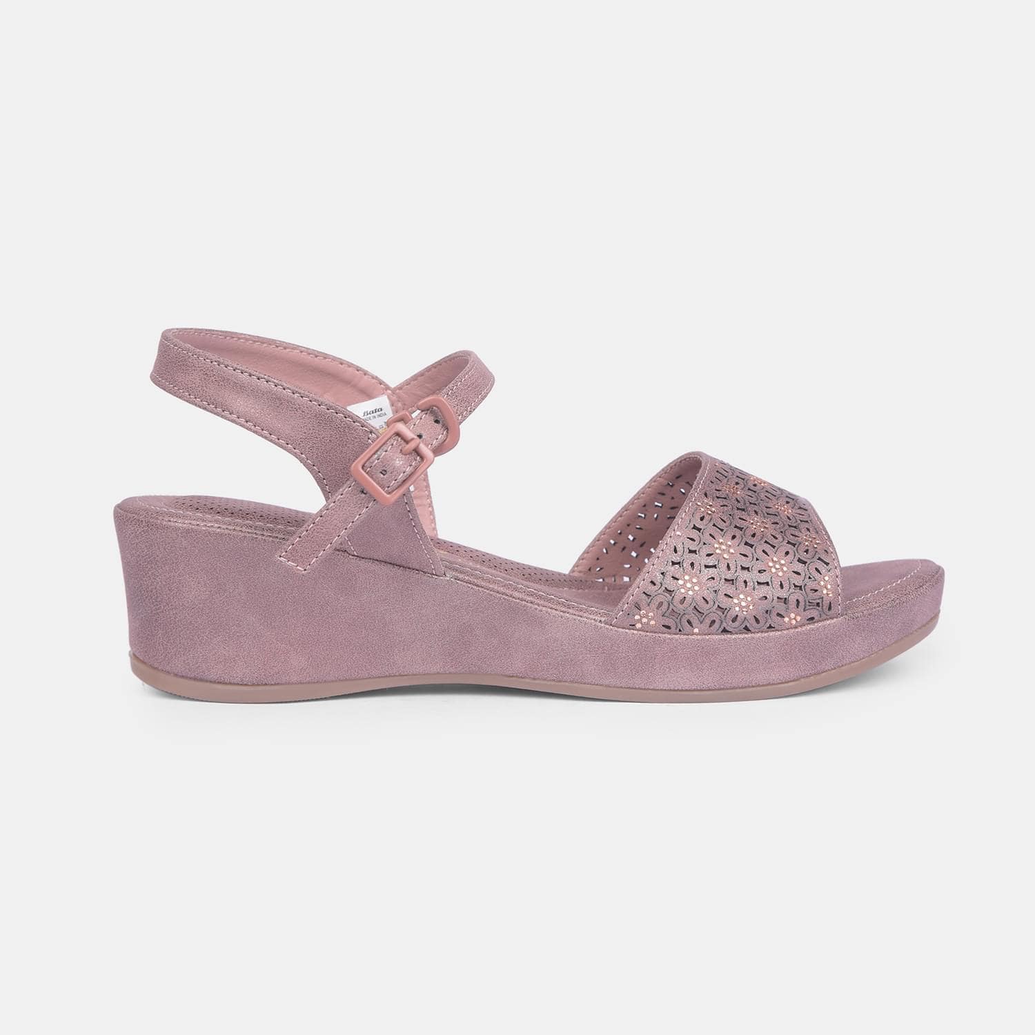 Bata comfit pink wedge heels for women medium hh 26-50 mm