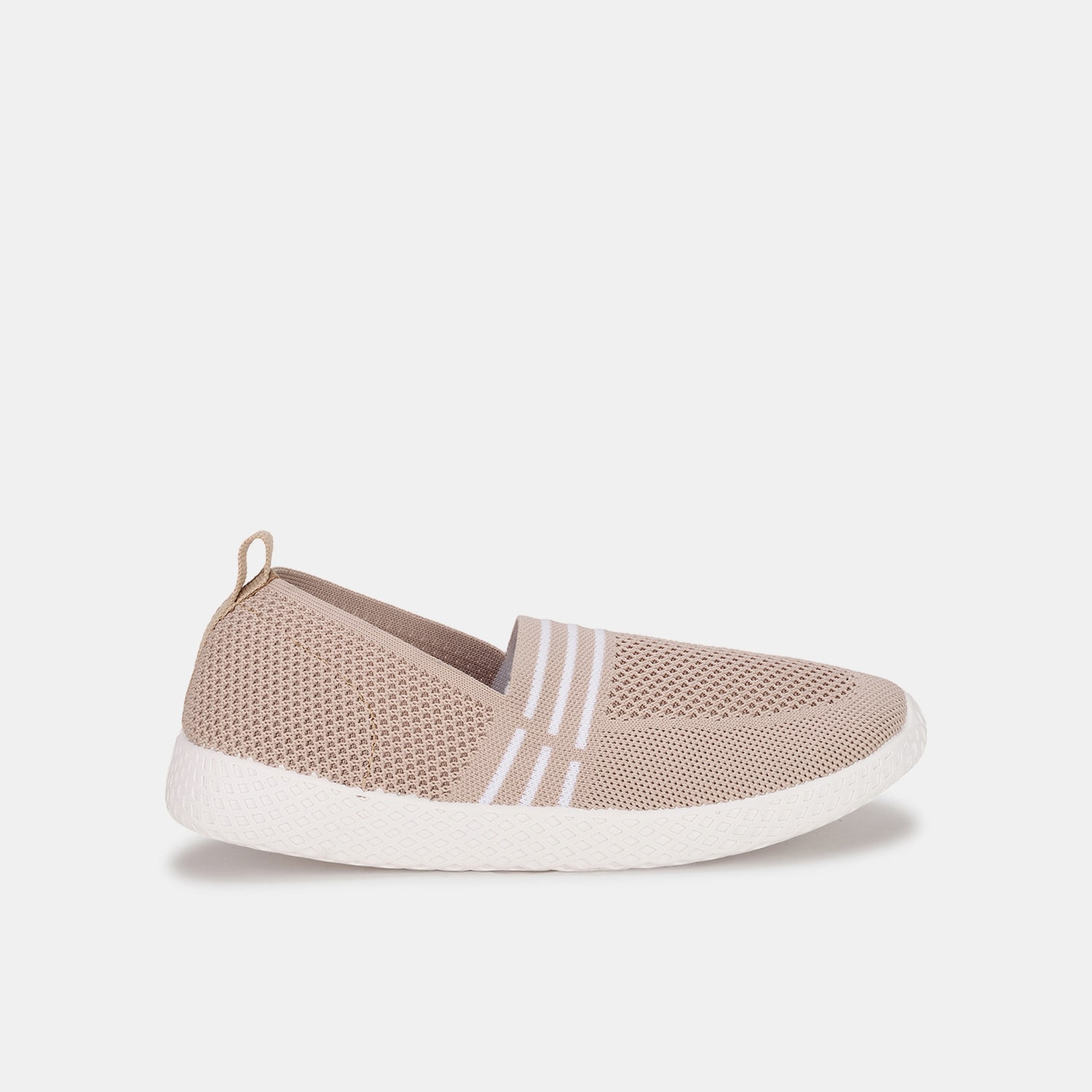 Bata pink striped woven design slip-on shoes for women
