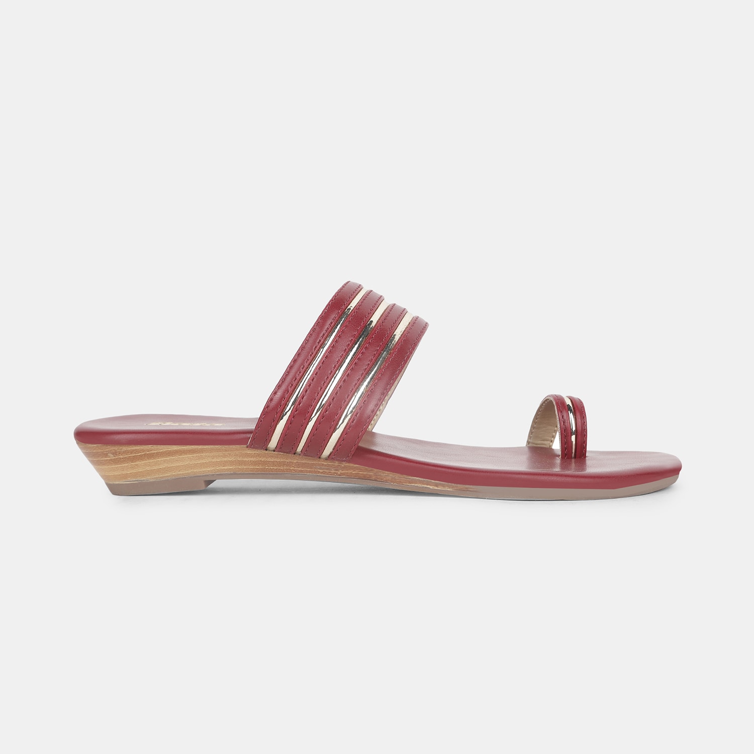 Bata maroon casual toe ring slippers for women