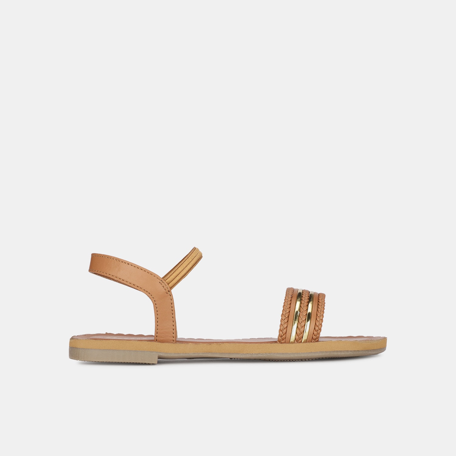 Bata light brown open toe flat sandals for women