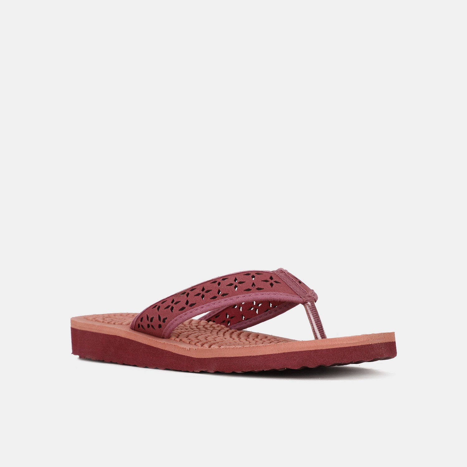 Bata sunshine maroon casual flip flop thongs for women