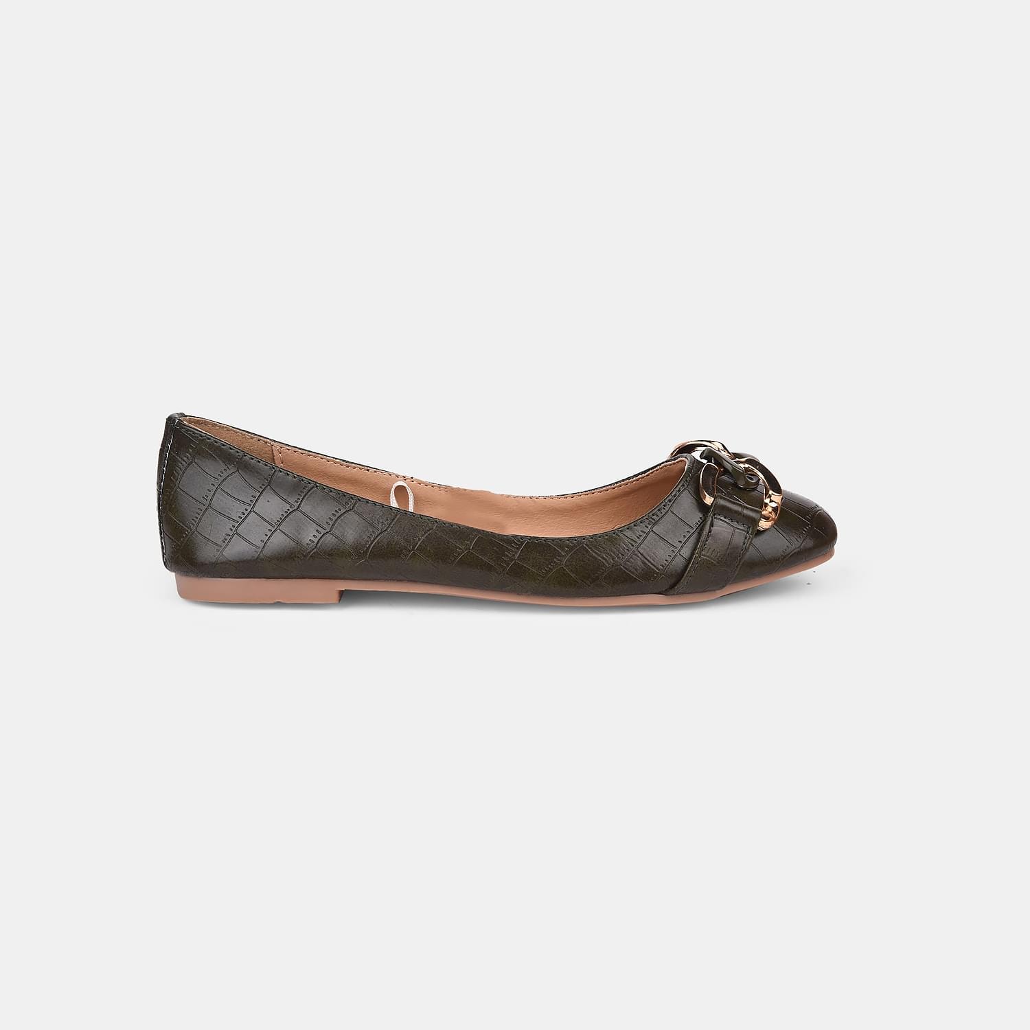 Bata Dark Green Ballerinas For Women