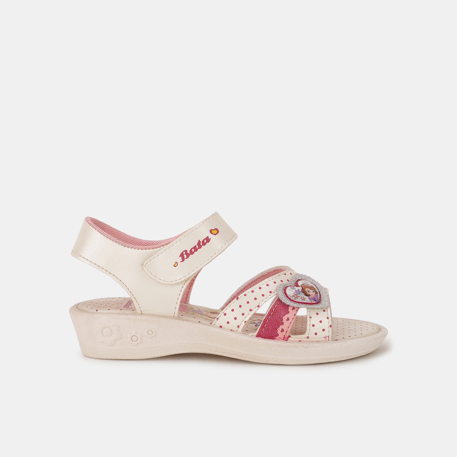 Bubblegummers pink printed sandals with velcro closure for kids