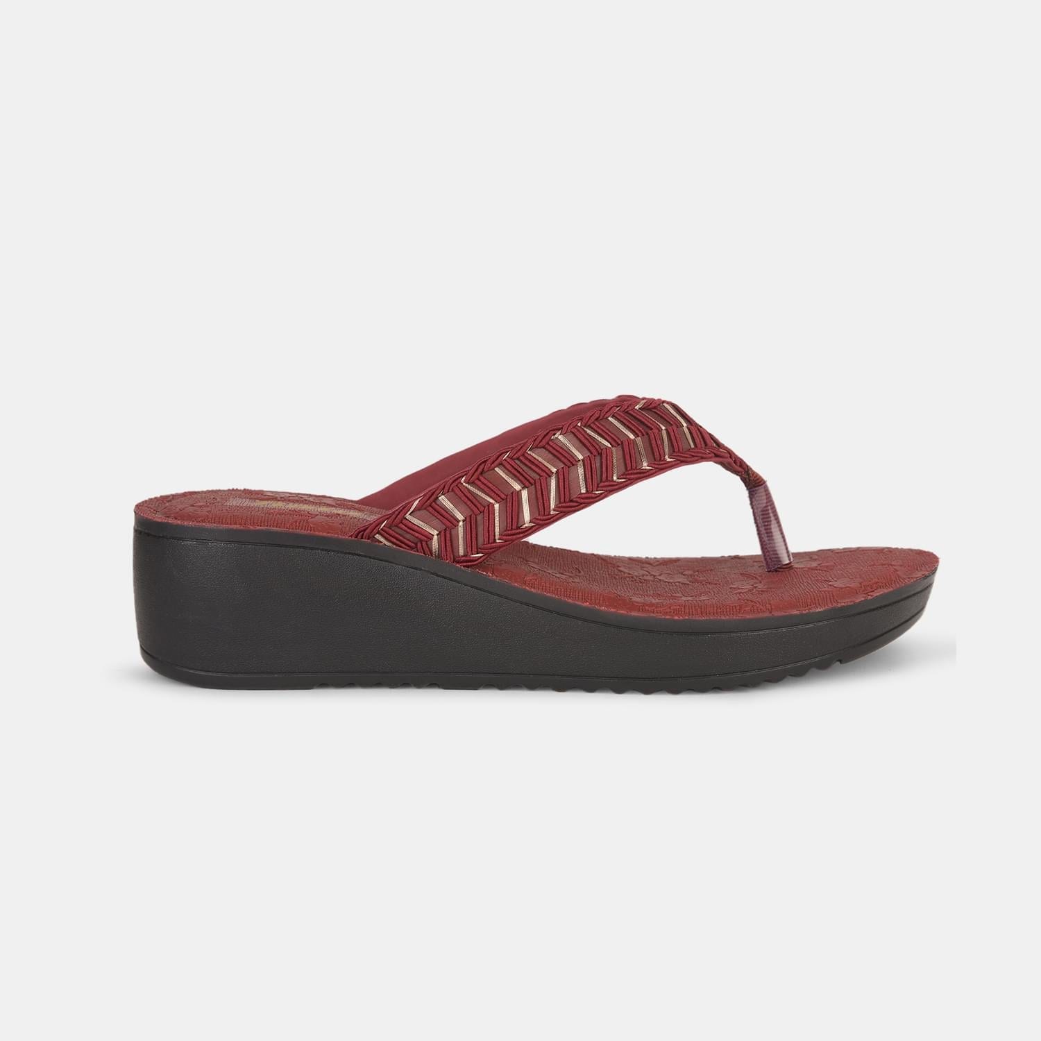 Bata maroon thong for women