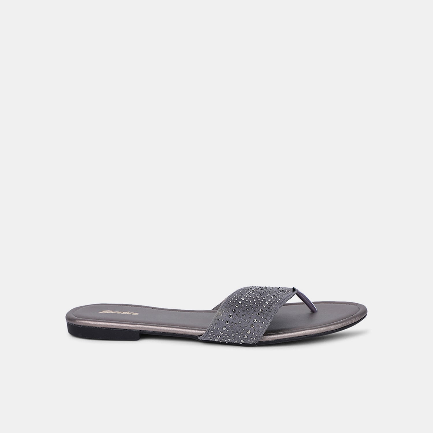 Bata grey embellished thong slippers for women
