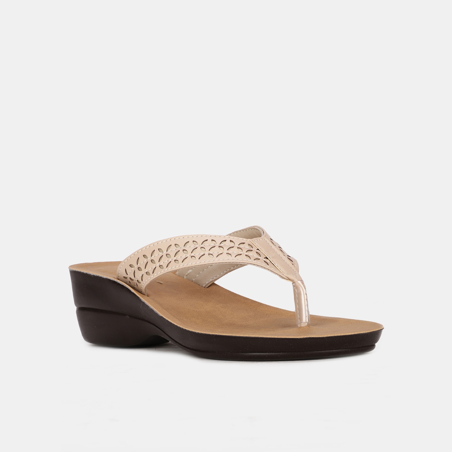 Bata beige casual thong slippers for women
