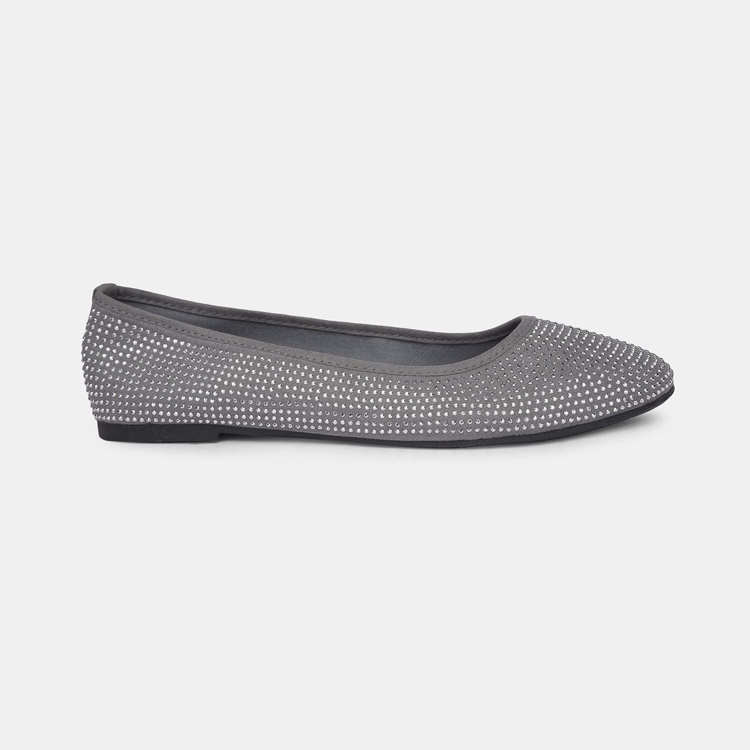 Bata grey embellished ballerina flats for women
