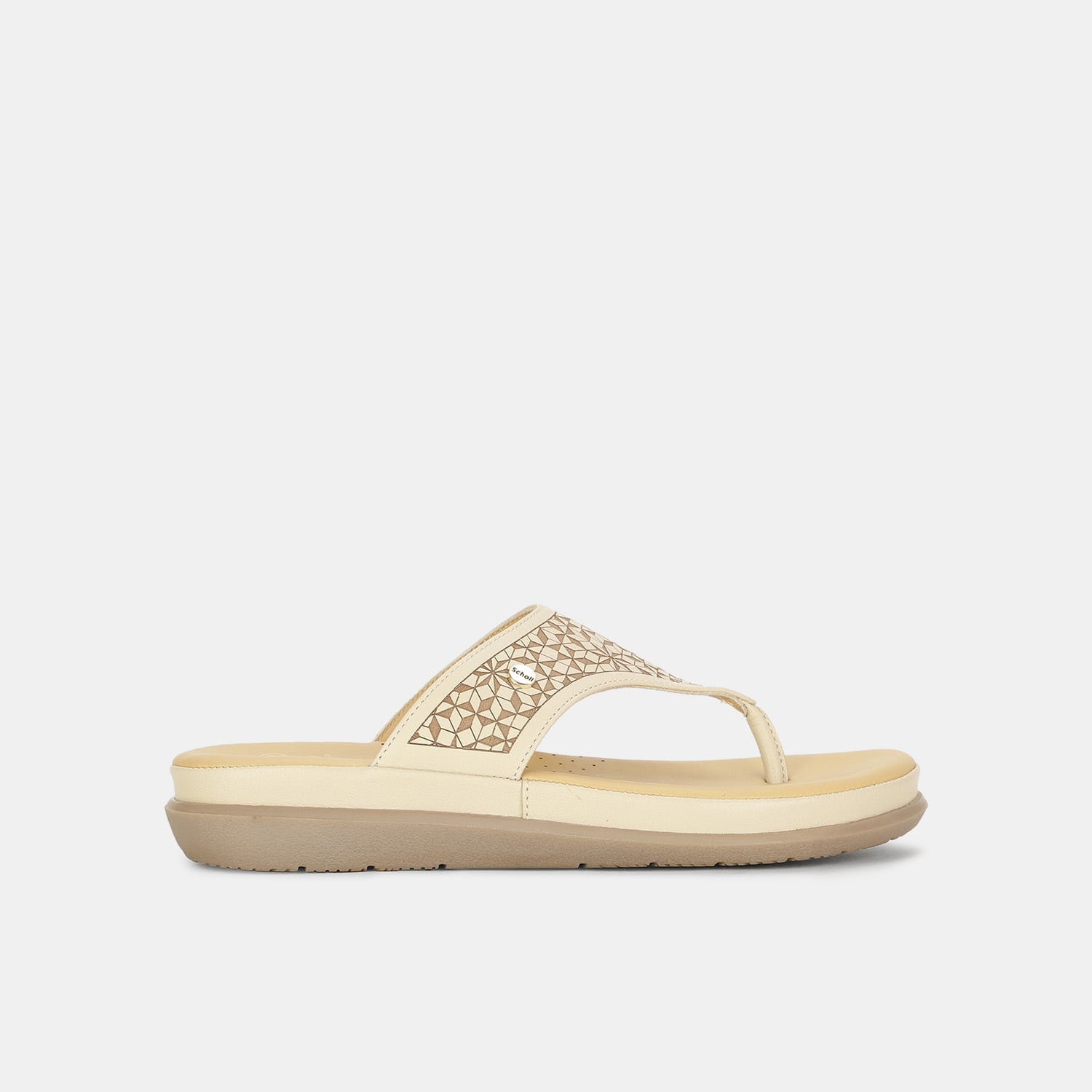 Scholl off-white leather thong slippers for women