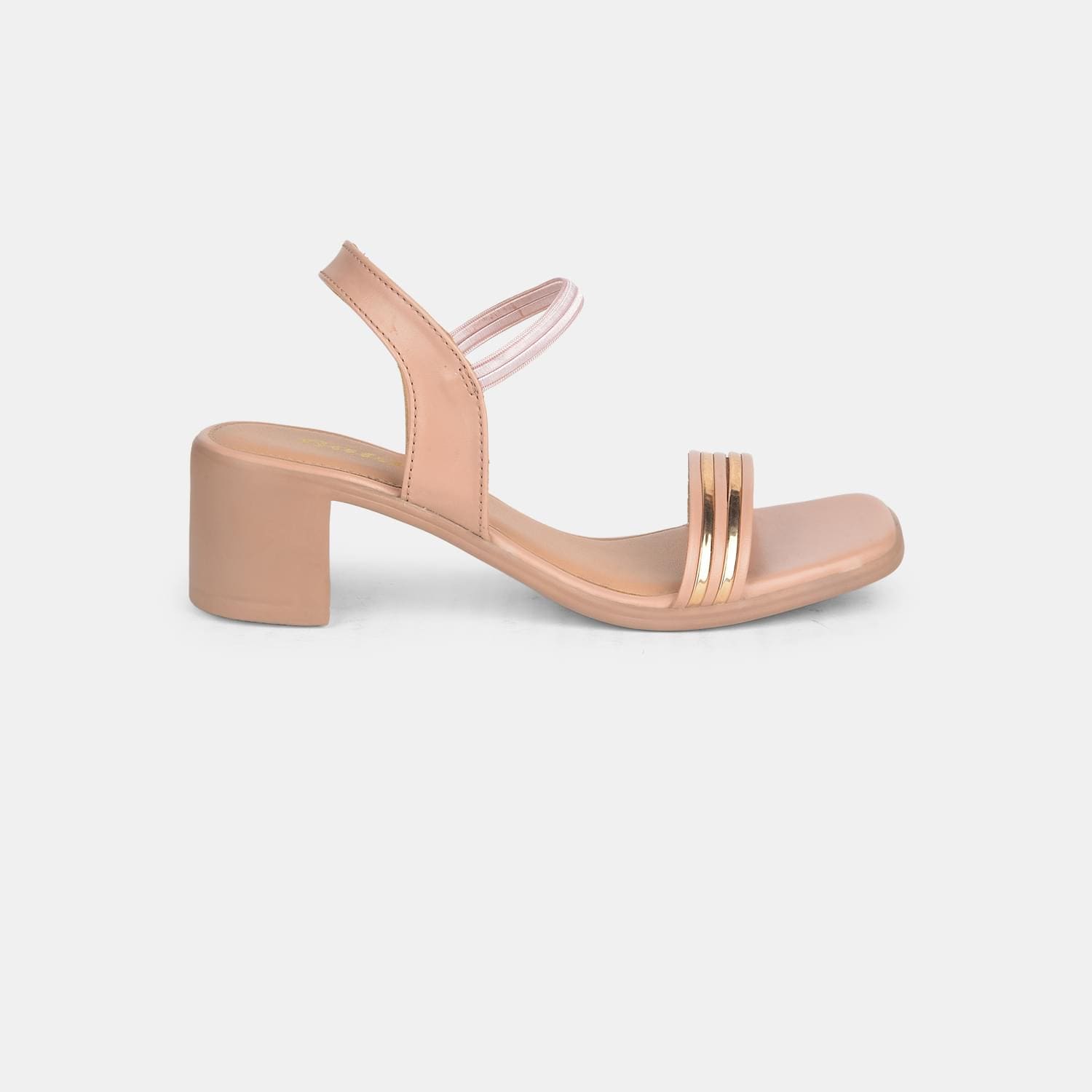 Bata nude open toe block heel sandals for women