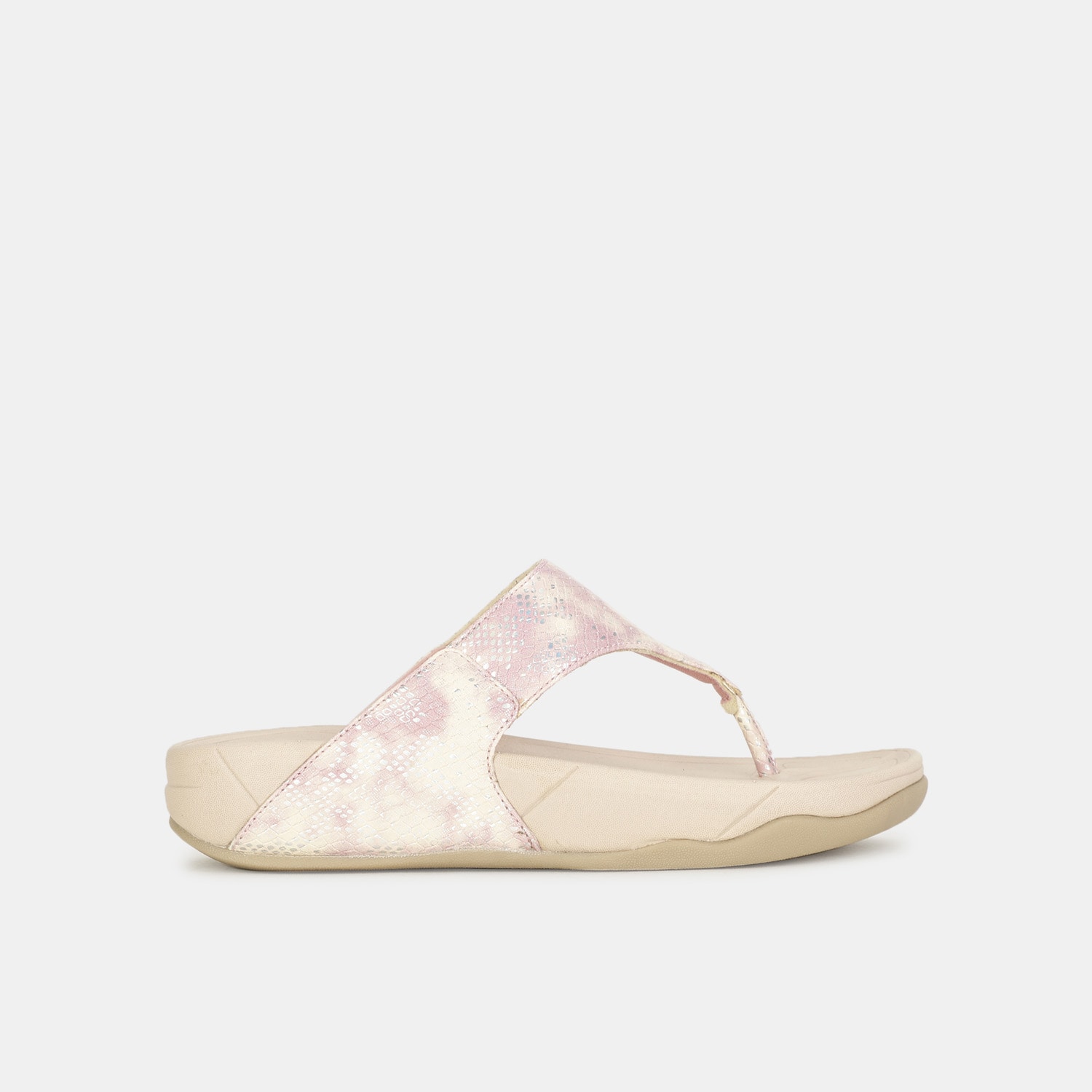 Bata sunshine pink printed thong slippers for women