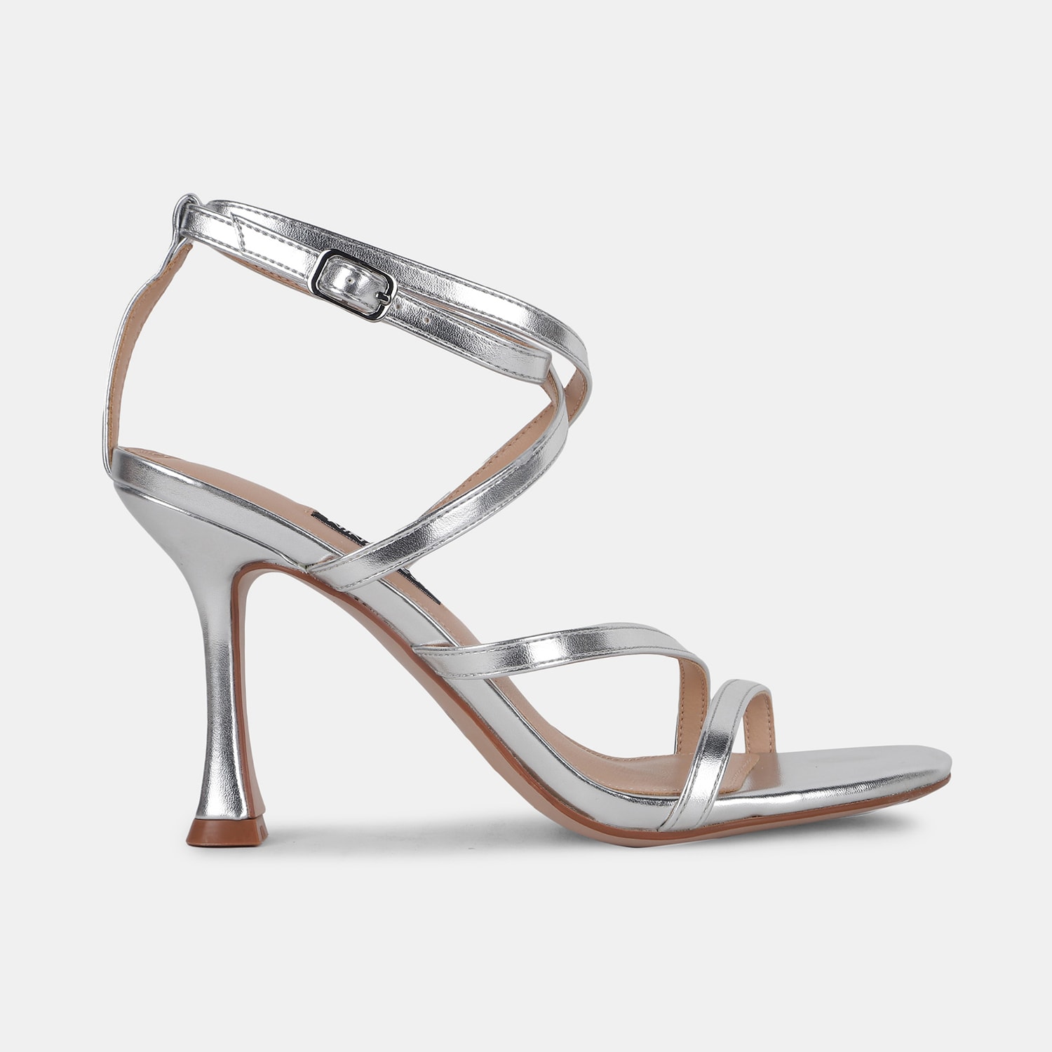 Nine west silver high heel sandals for women