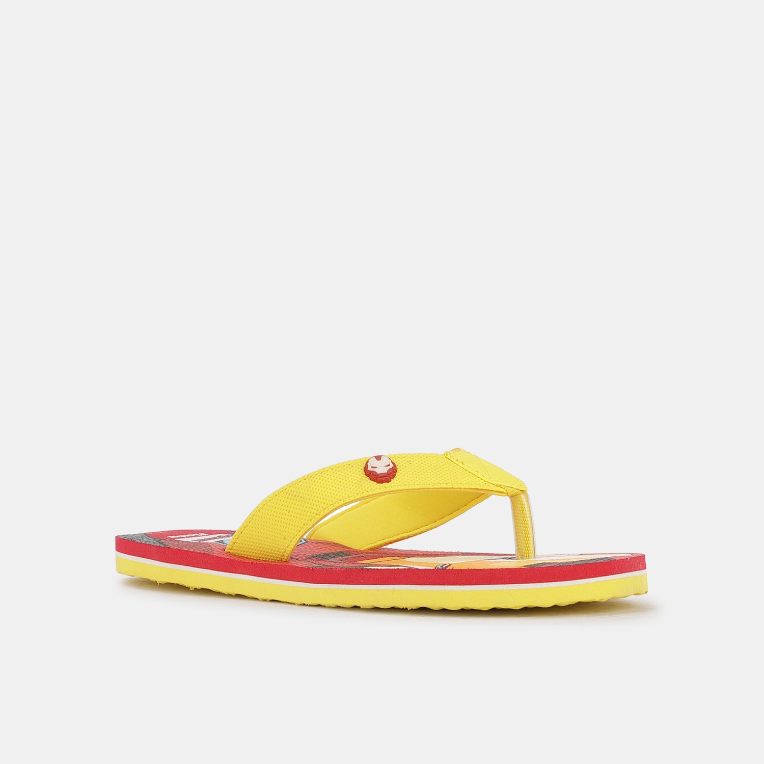 Disney red and yellow marvel printed flip flops for kids