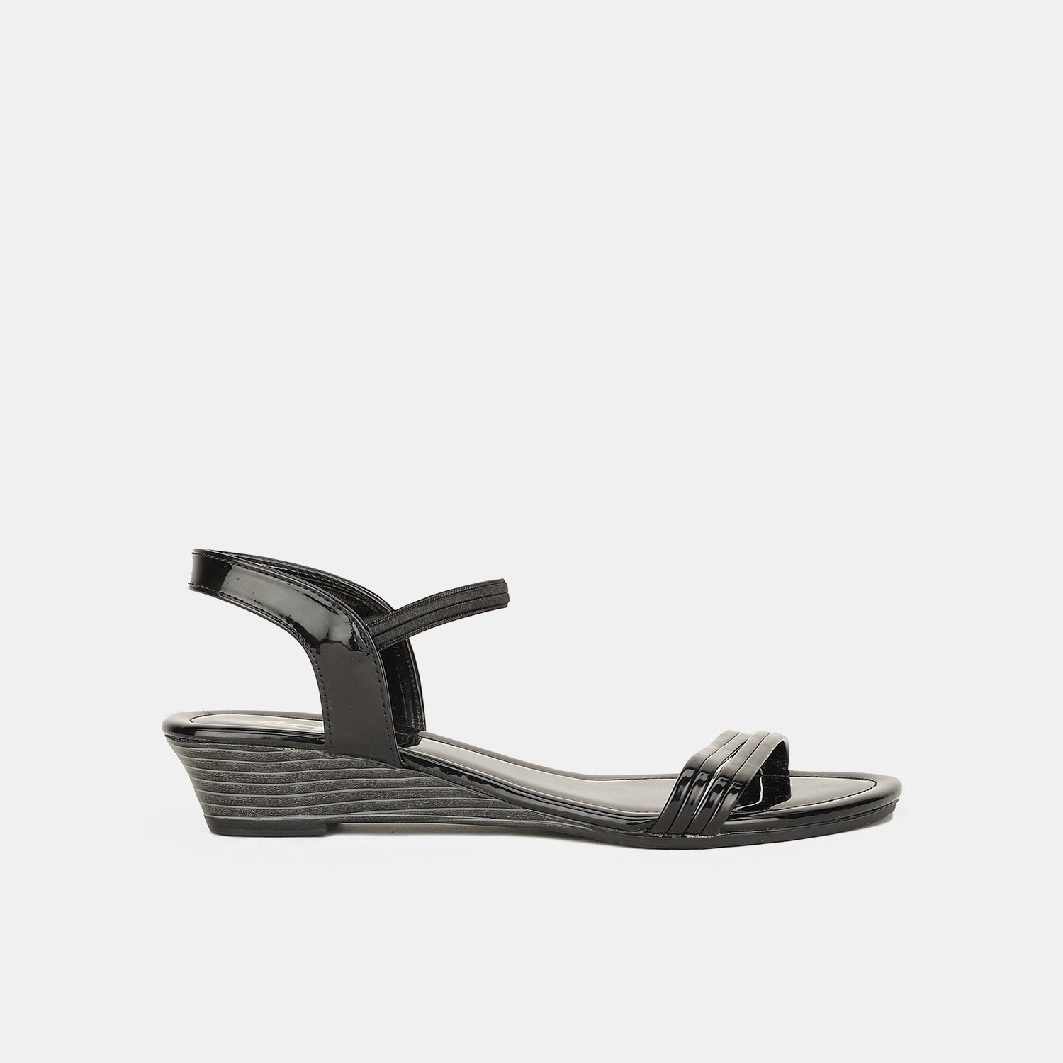 Bata black open toe wedge sandals for women