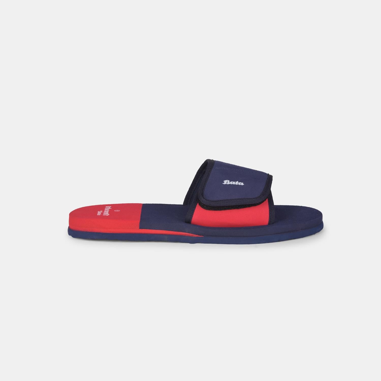 Bata sunshine navy colorblocked slider mules with velcro closure for men