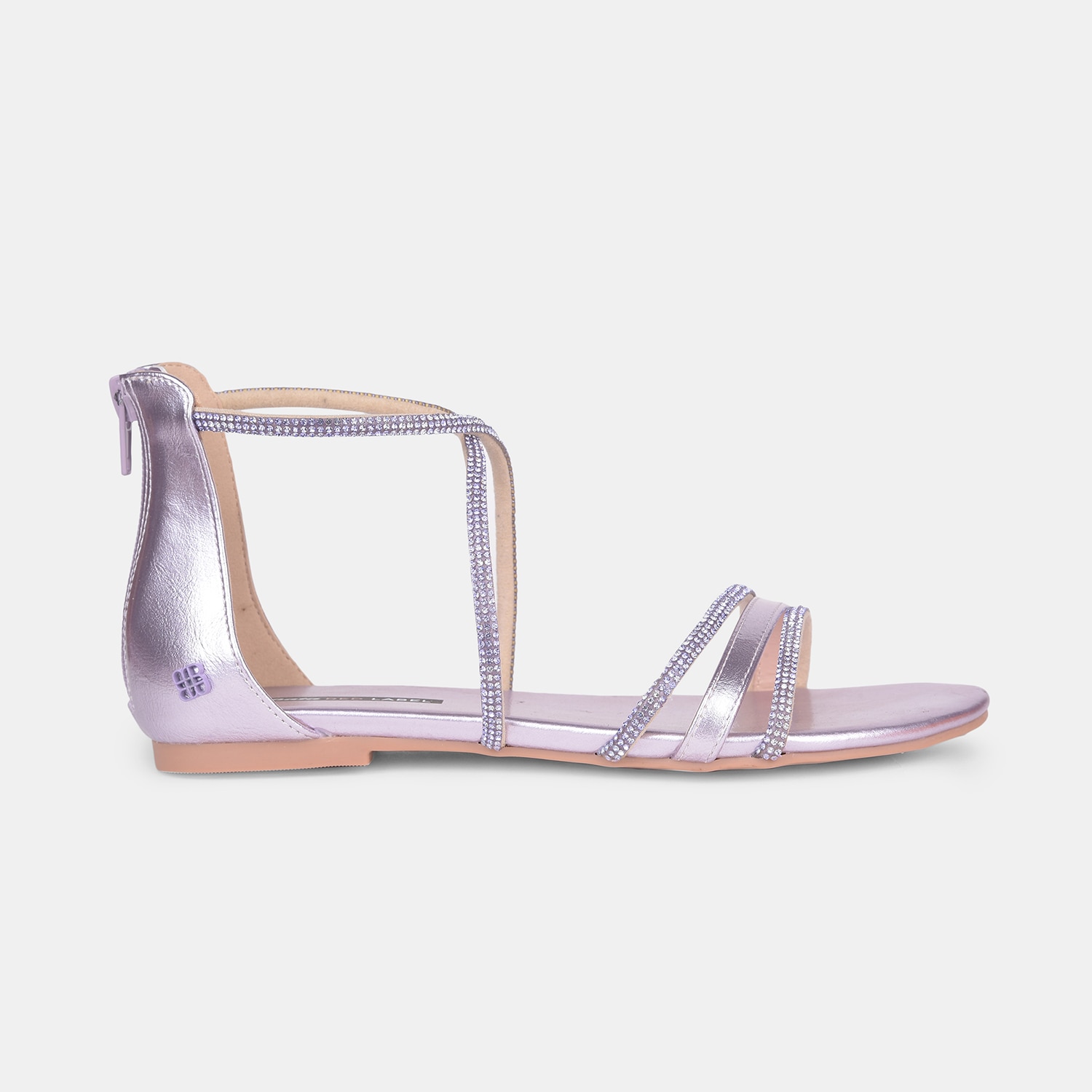 Bata red label purple embellished open toe flat sandals for women
