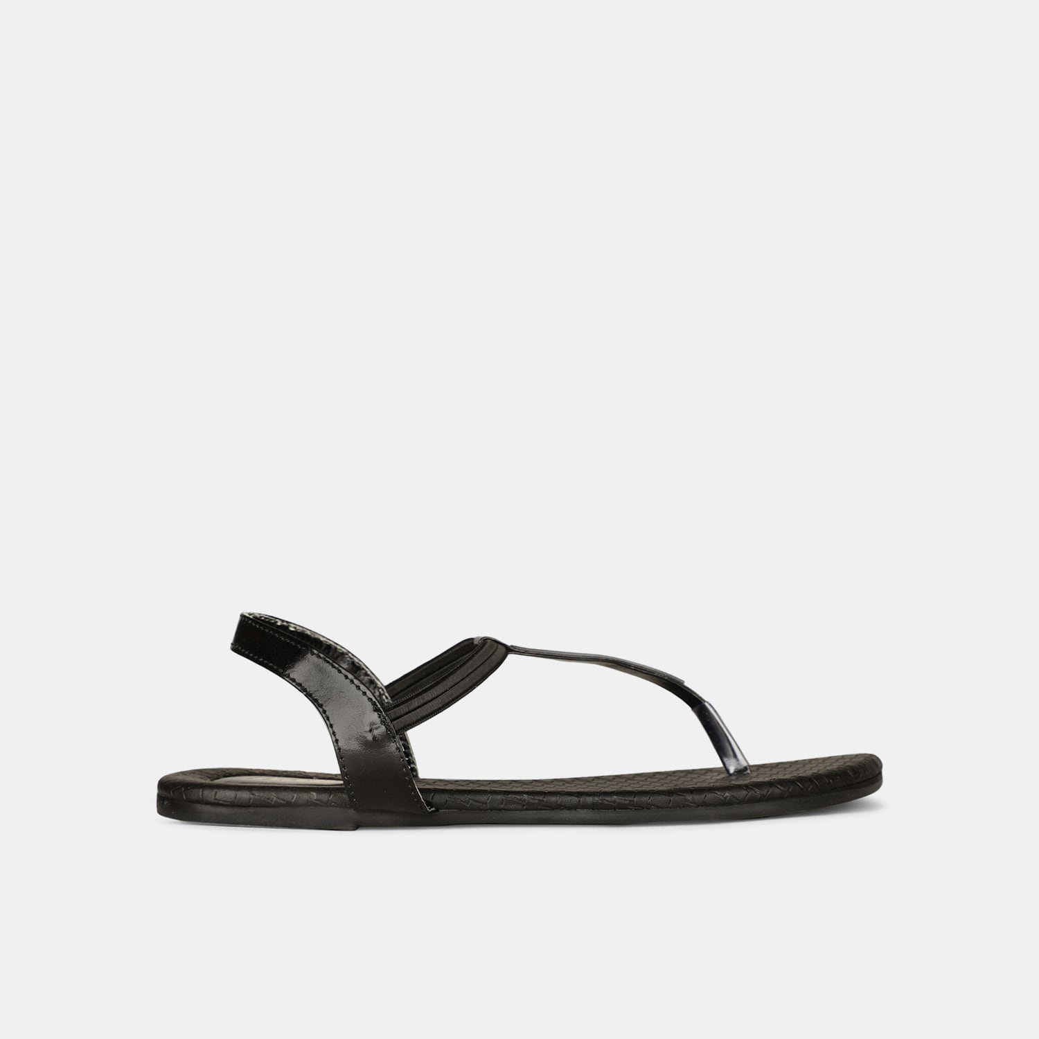 Bata Black Flat Sandals for Women
