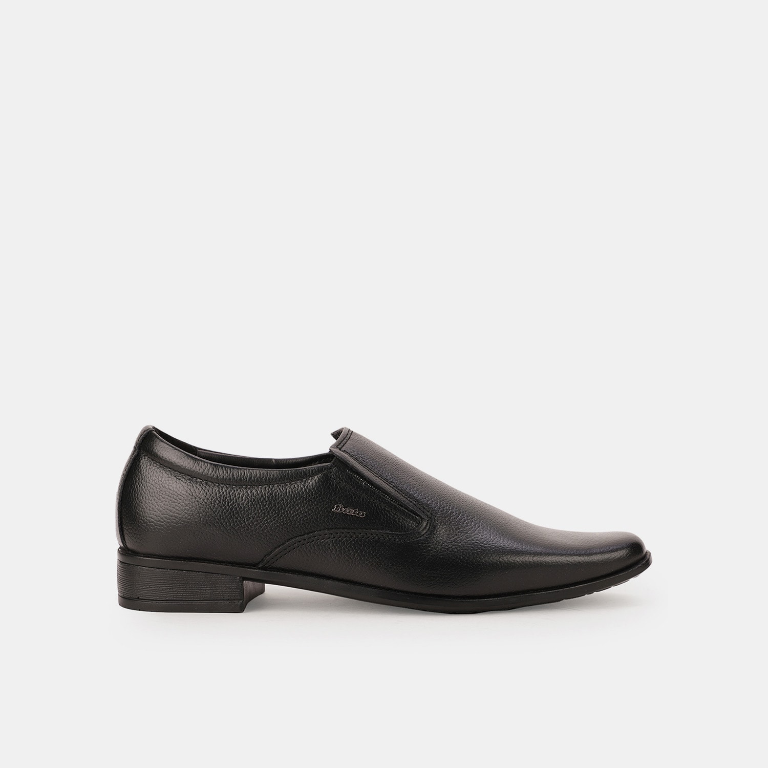 Bata black leather formal slip-on shoes for men