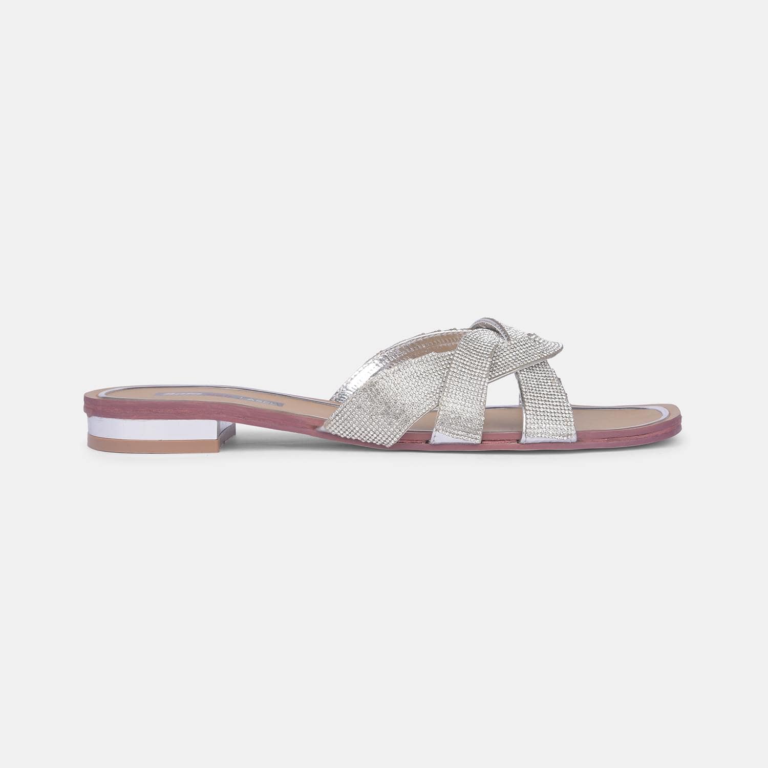 Red label silver mule for women