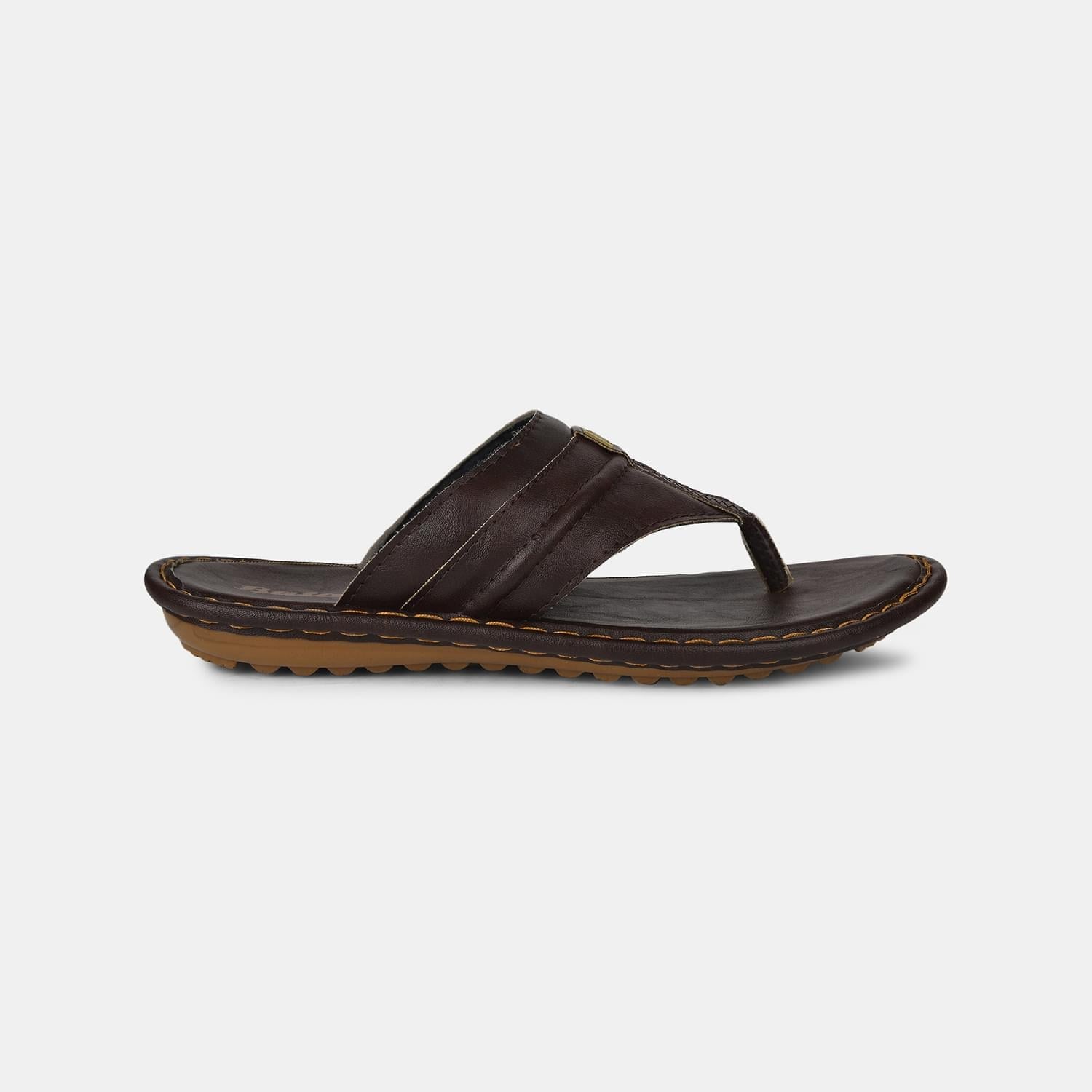 Bata brown casual thong slippers for men