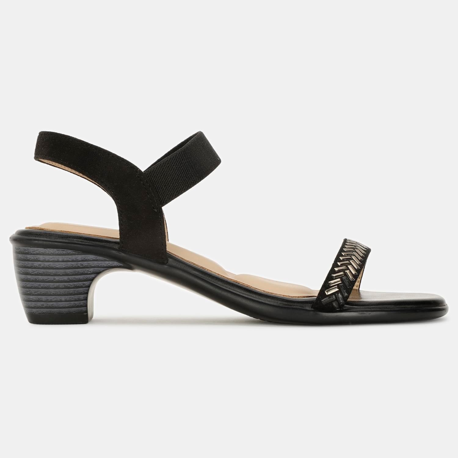 Bata black embellished open toe sandals for women
