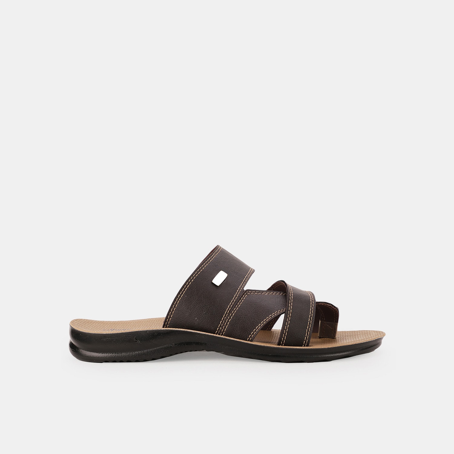 Bata brown casual toe ring slippers for men