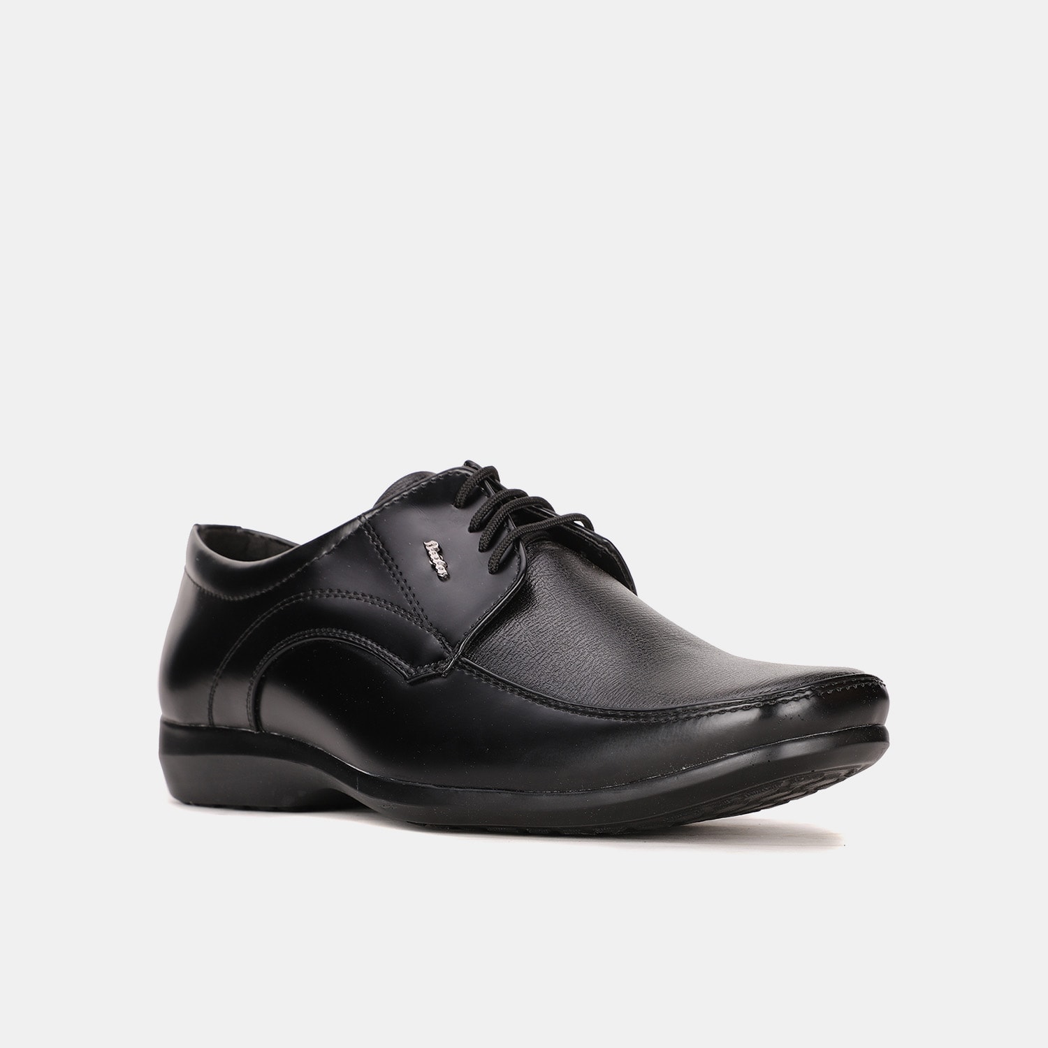 Bata black formal derby-style shoes with lace-up closure for men