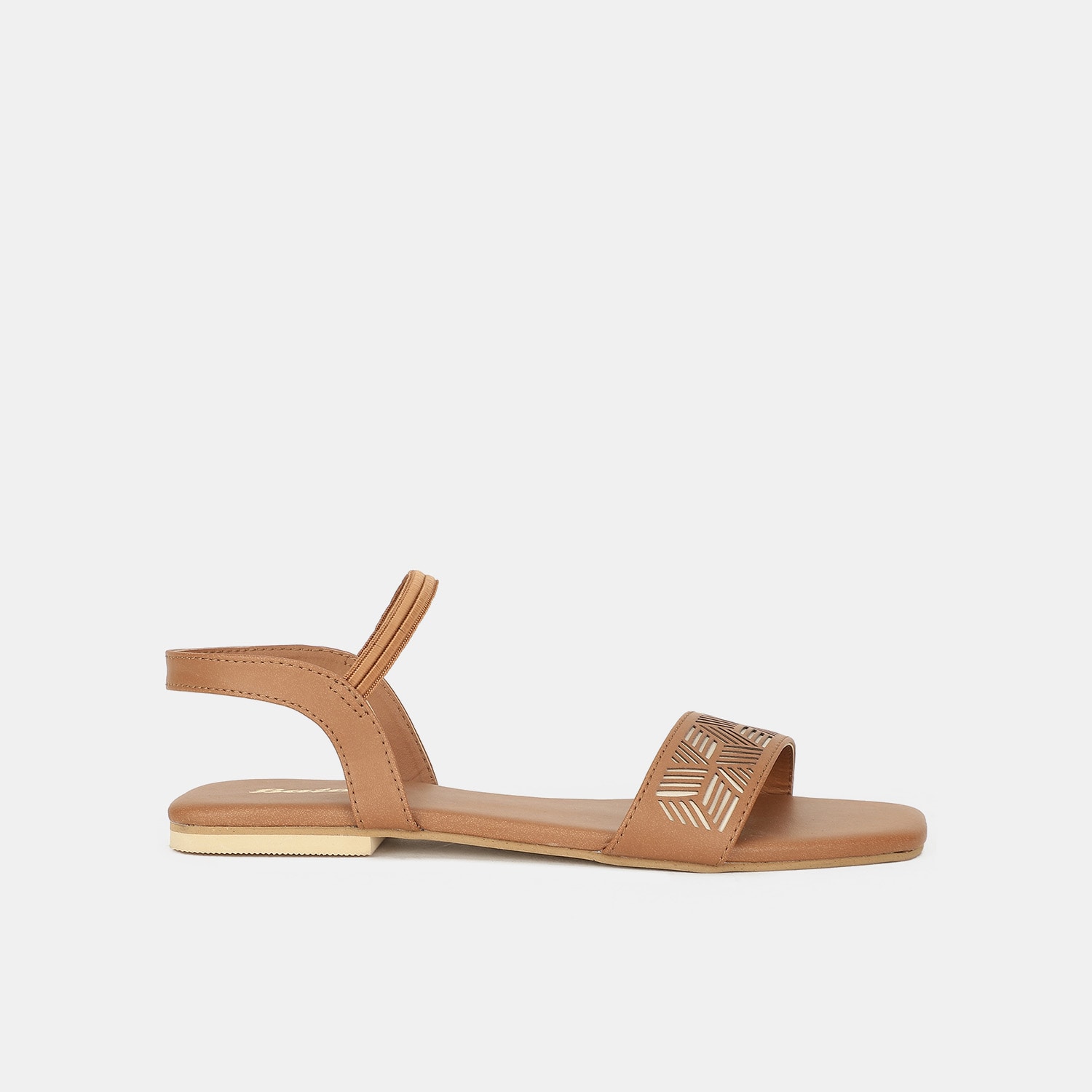 Bata brown textured flat sandals for women