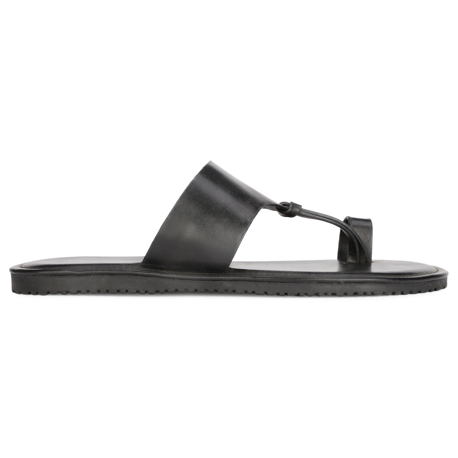Bata black casual toe ring slippers for men