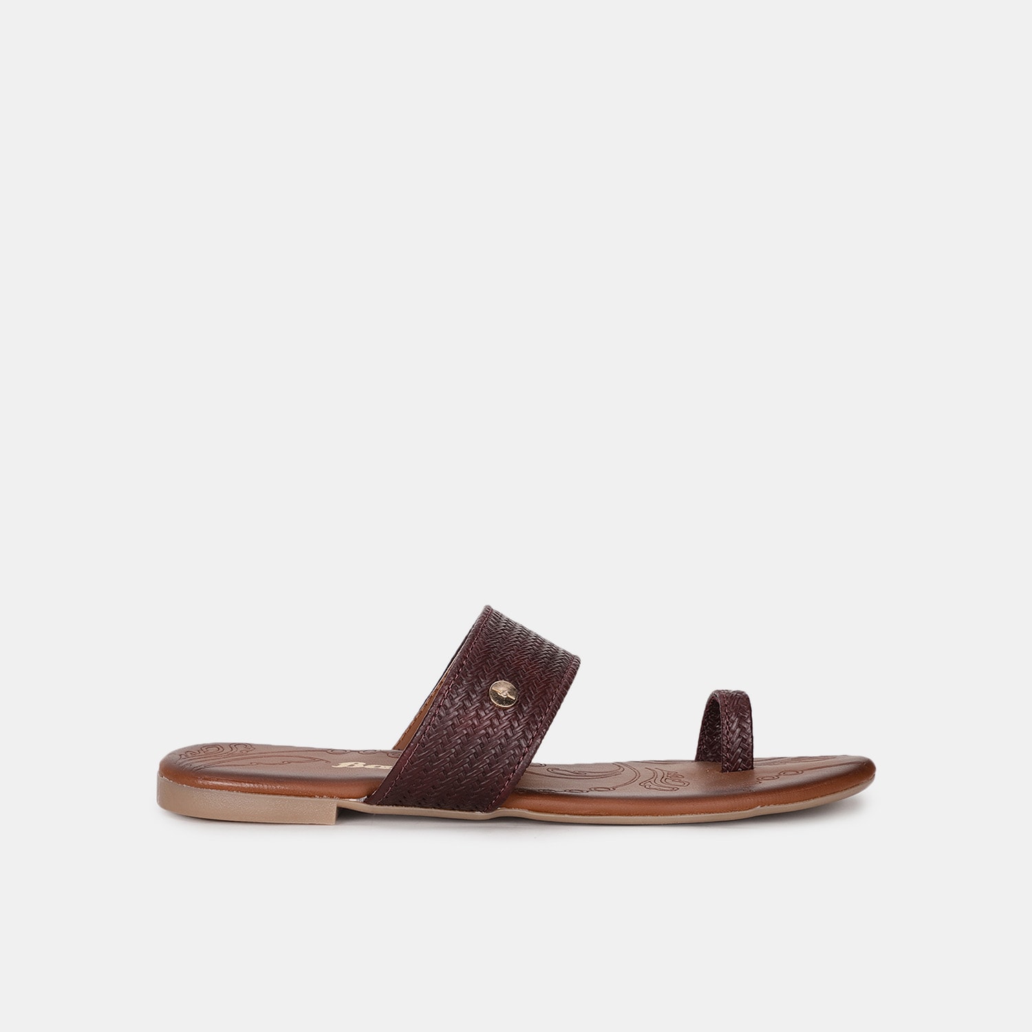 Bata maroon toe ring flat slippers for women