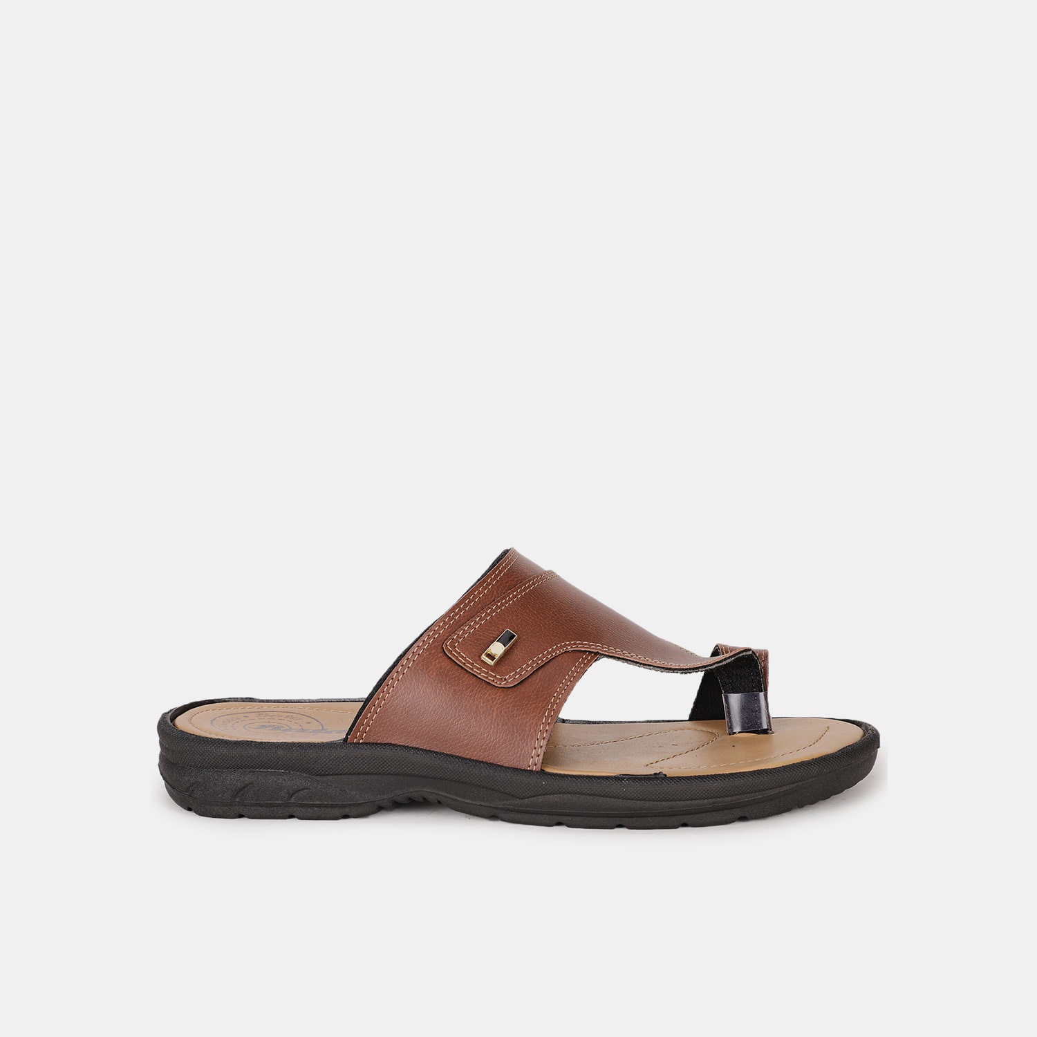 Bata brown casual toe ring slippers for men
