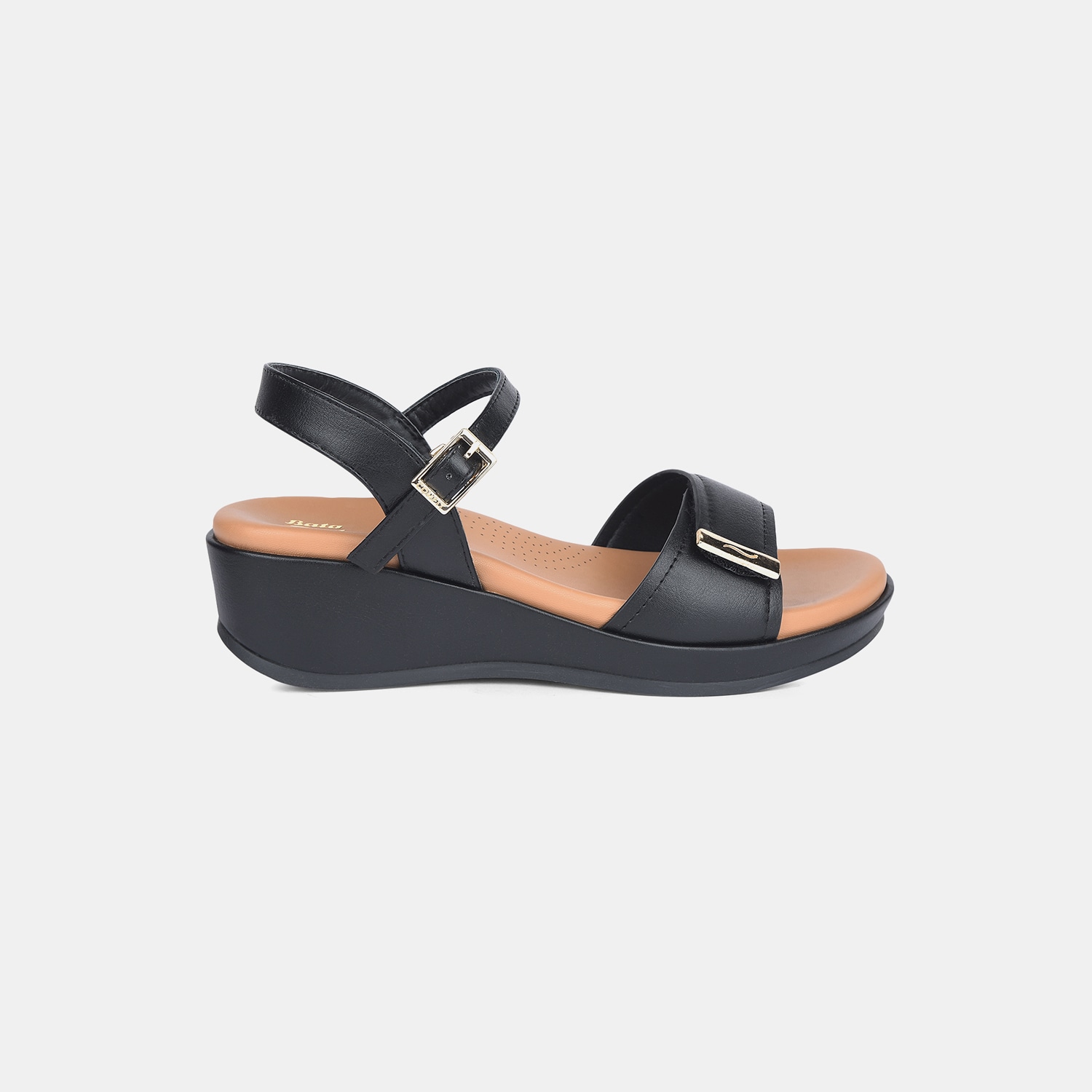 Bata Comfit Black Sandals For Women