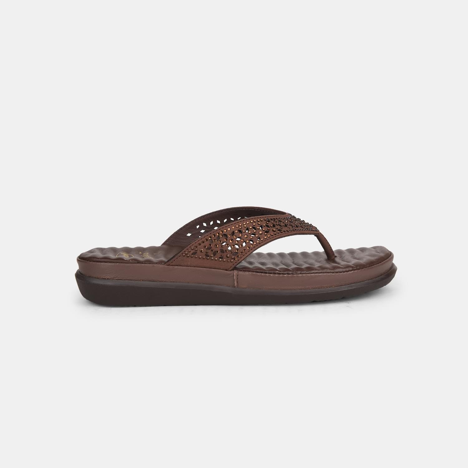 Scholl dark brown embellished thong slippers for women