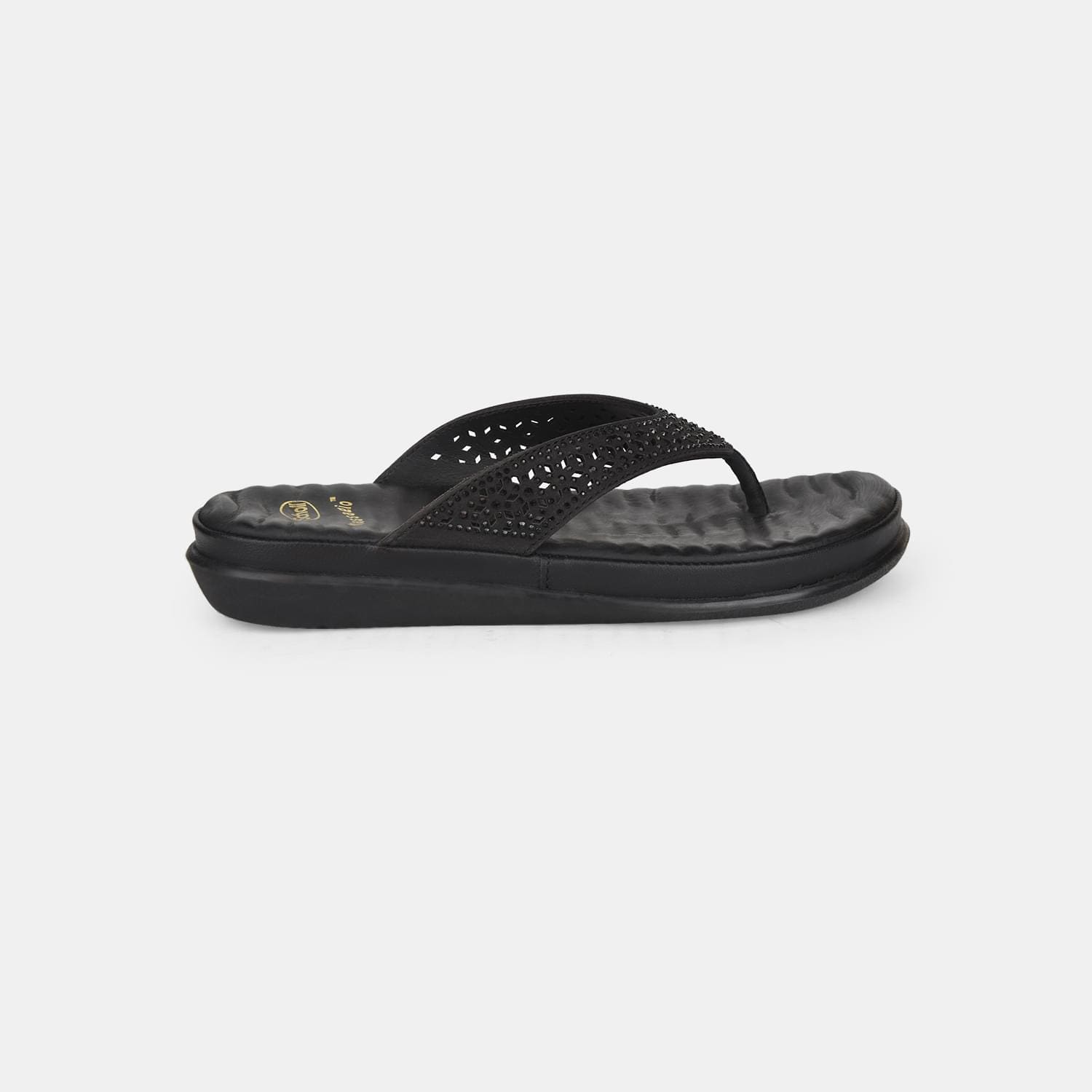 Scholl black embellished thong slippers for women