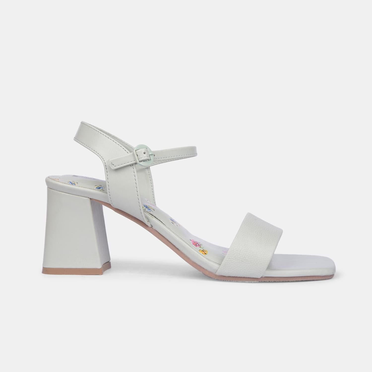 Red label white block heel for women
