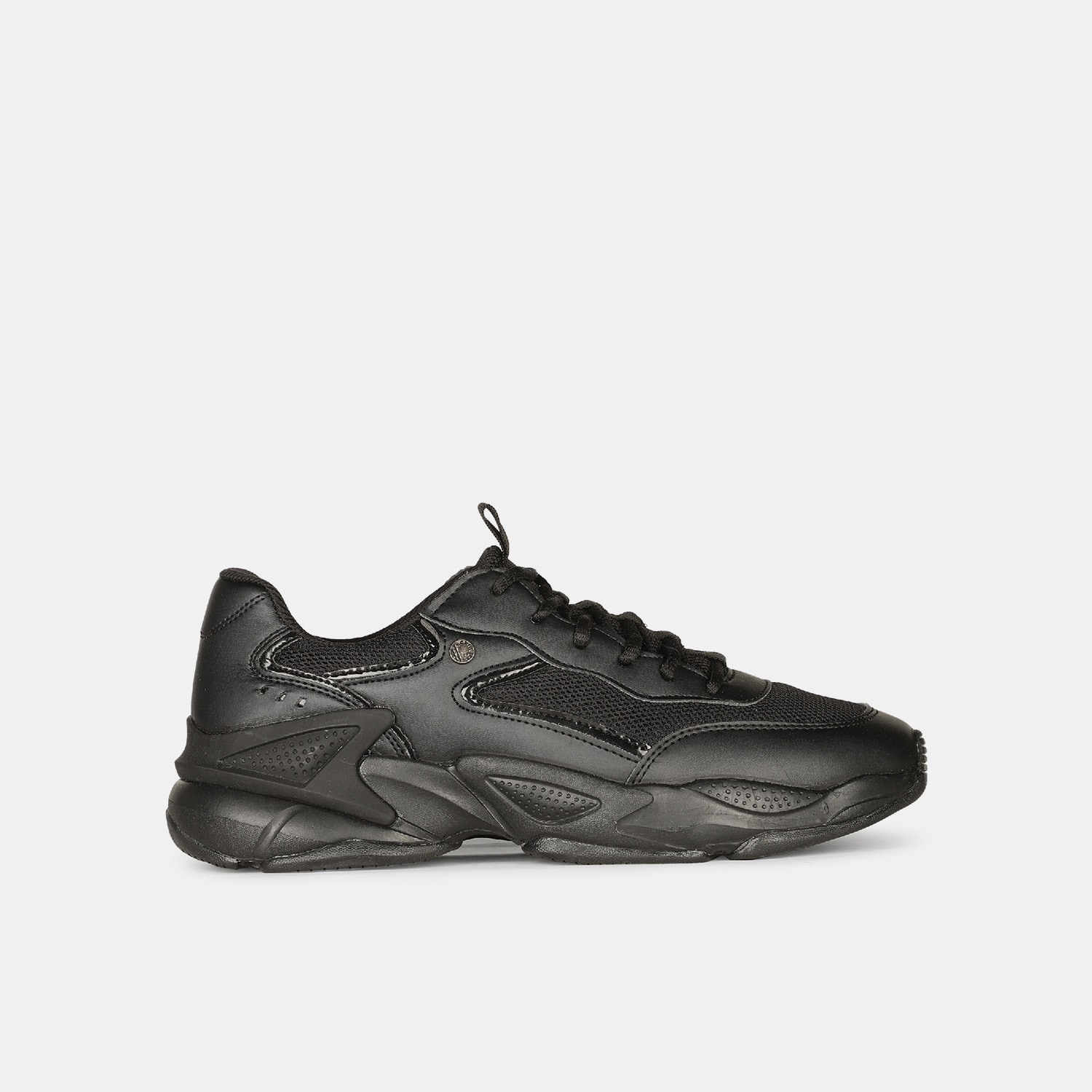 North star black lace-up sports sneaker shoes for men
