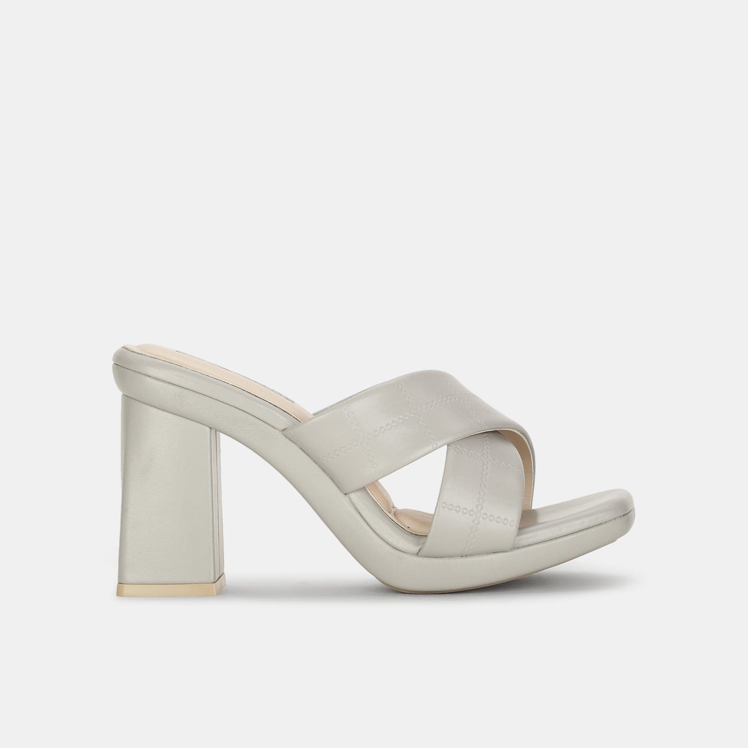 Bata red label grey block heel mules for women