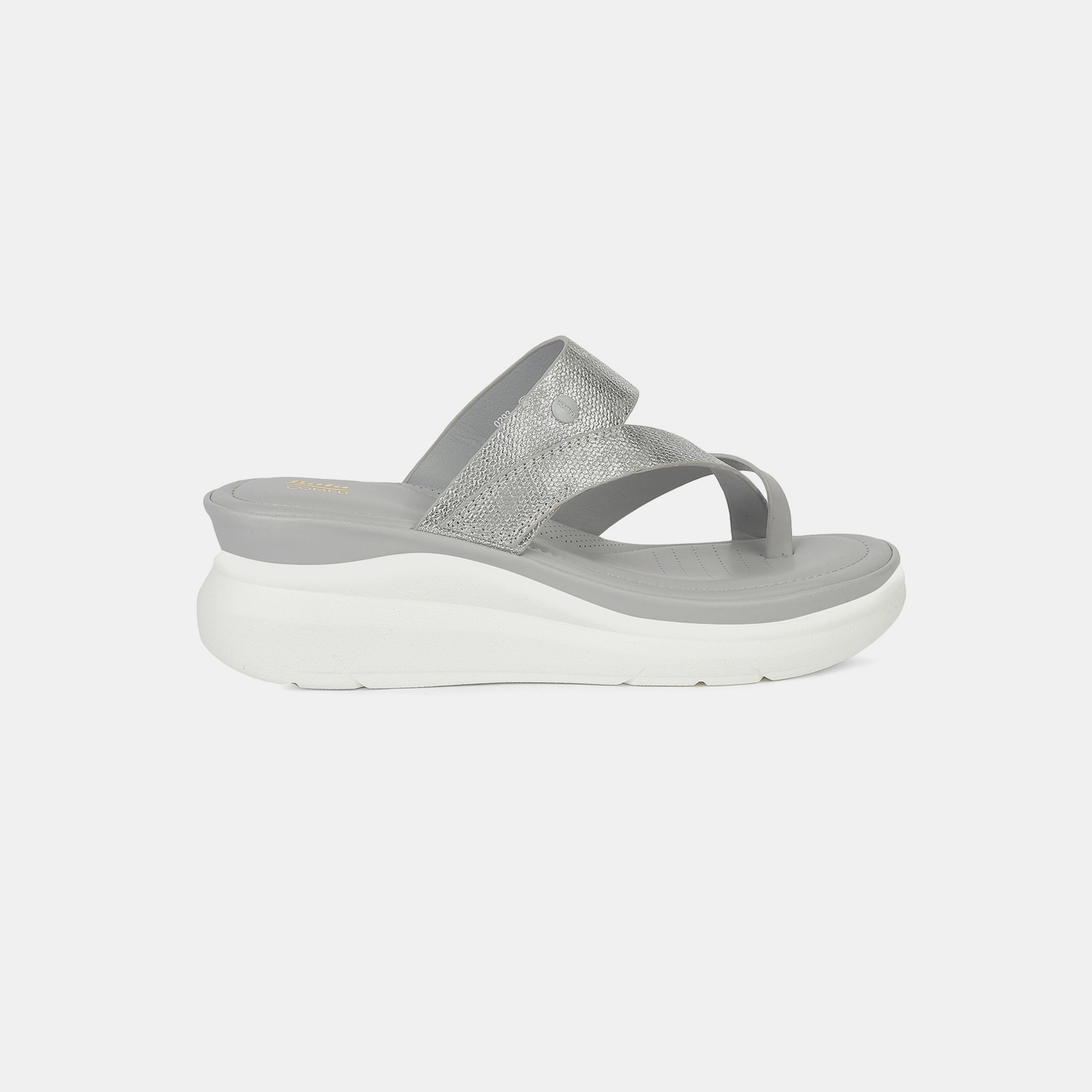 Bata Comfit Grey Toe-Ring Slippers For Women