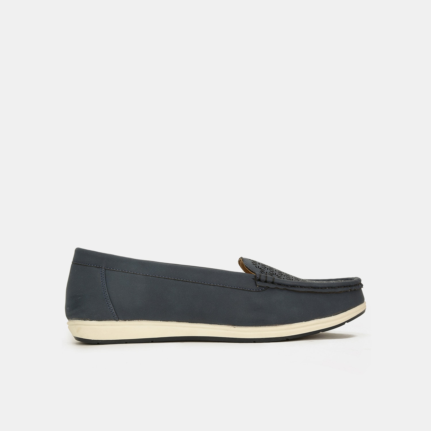 Bata blue textured casual moccasins for women