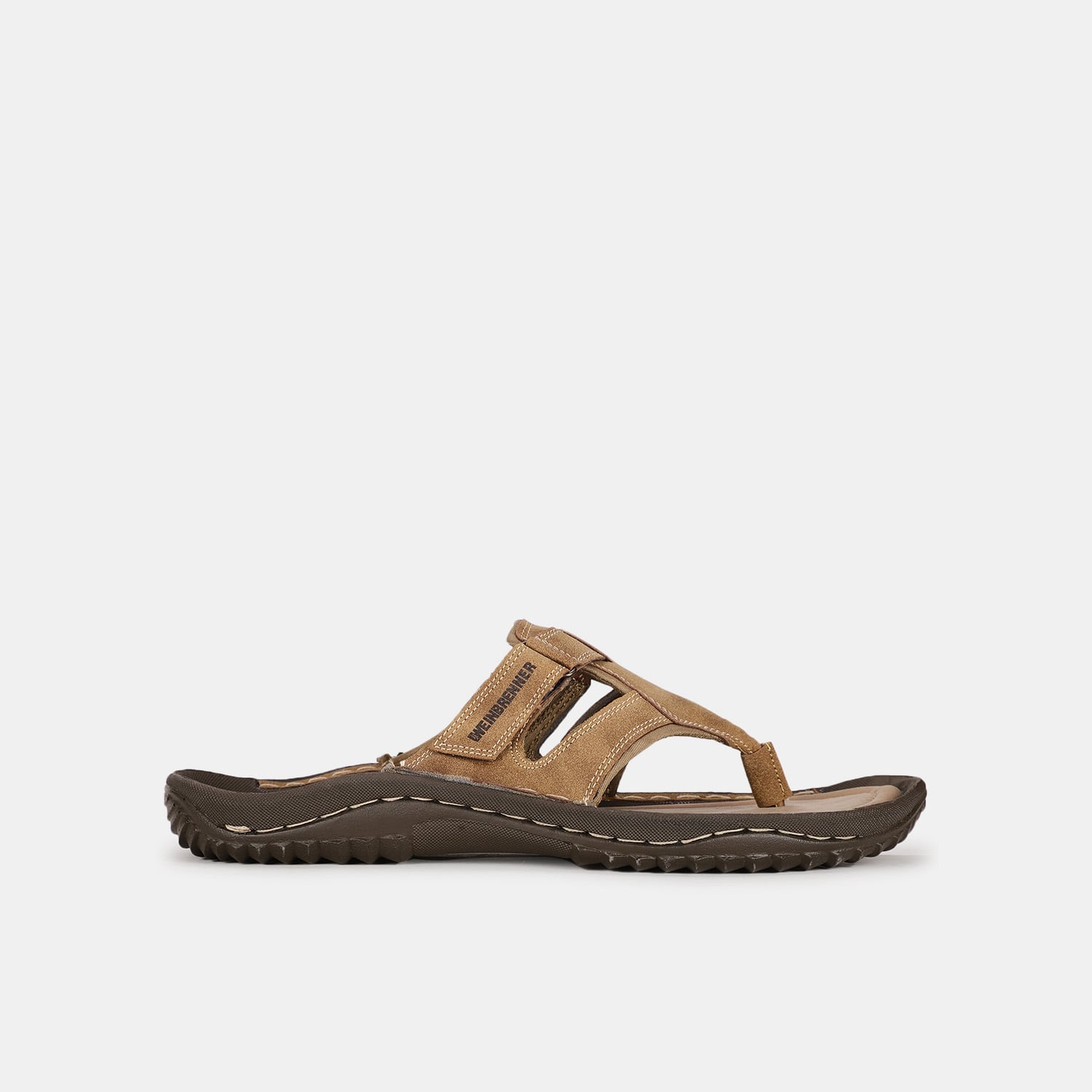 Weinbrenner tan brown thongs with velcro closure for men