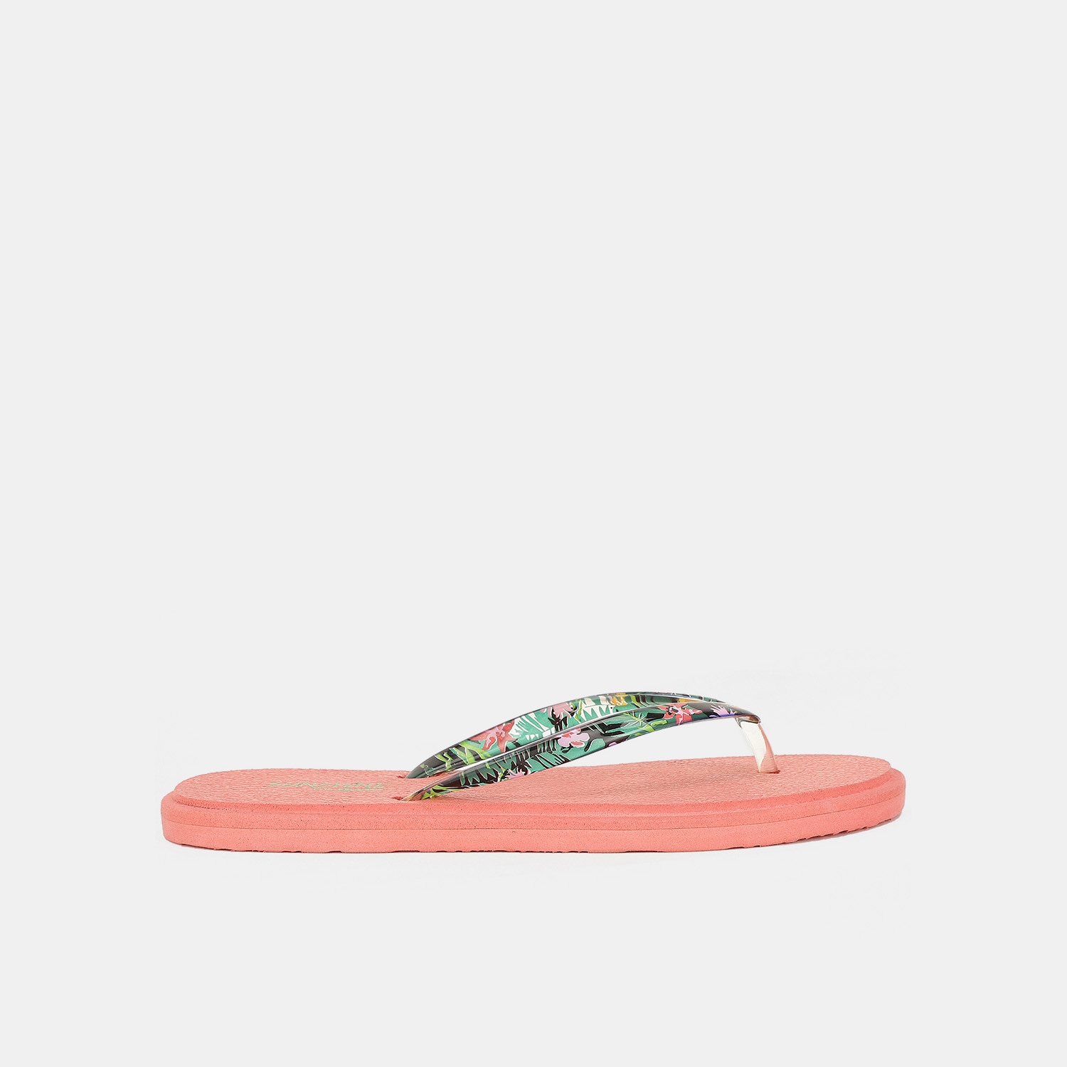 Bata sunshine peach flip flop thongs with printed straps