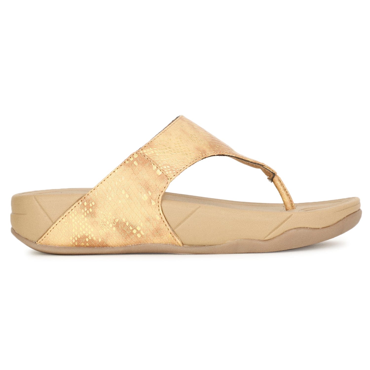 Bata sunshine tan printed thong slippers for women