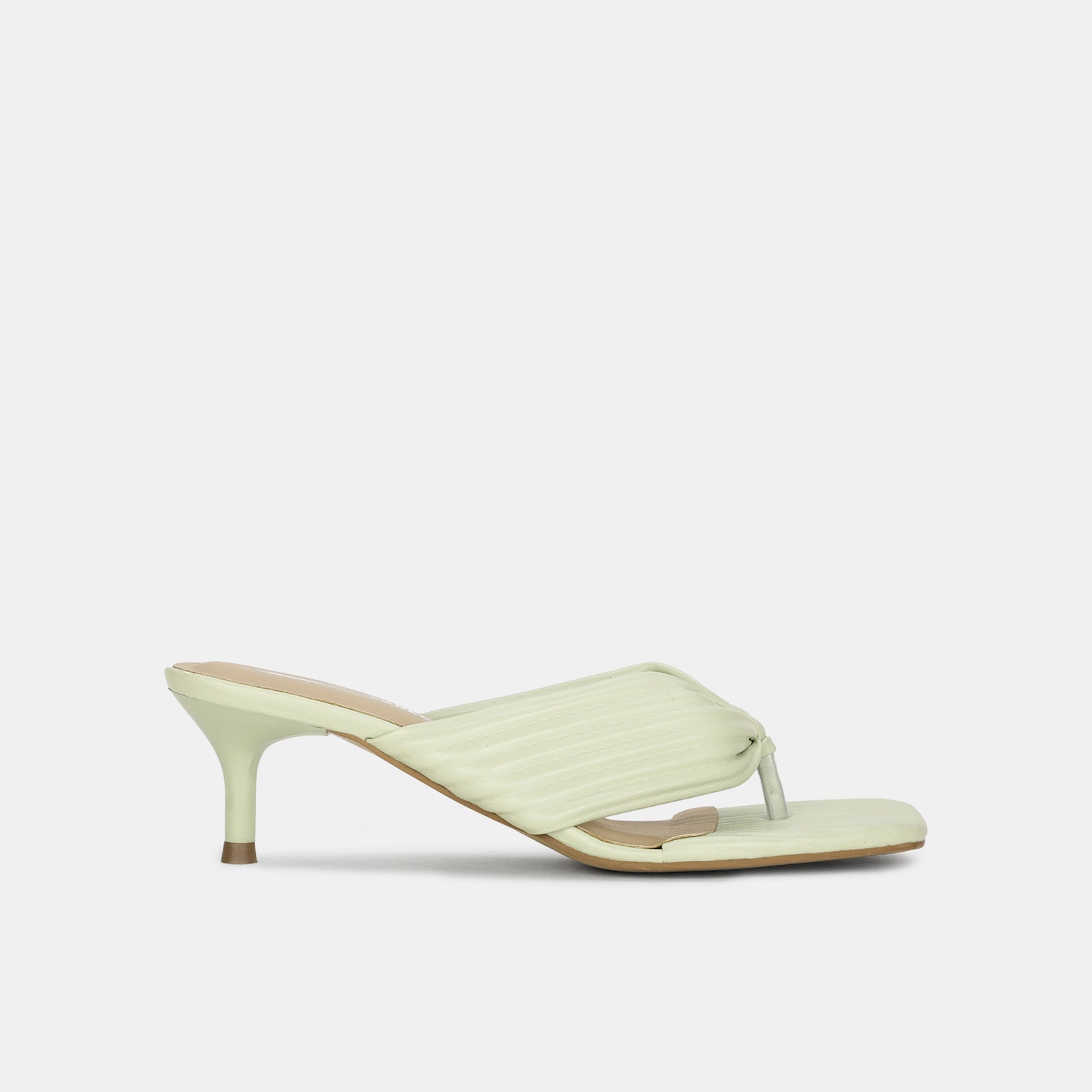 Bata red label light green textured open toe mid-heel thongs for women