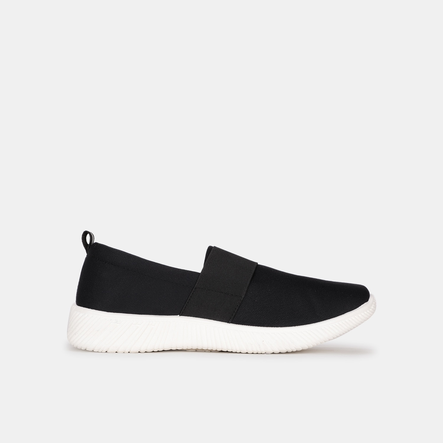 Bata black textile slip-on shoes for women