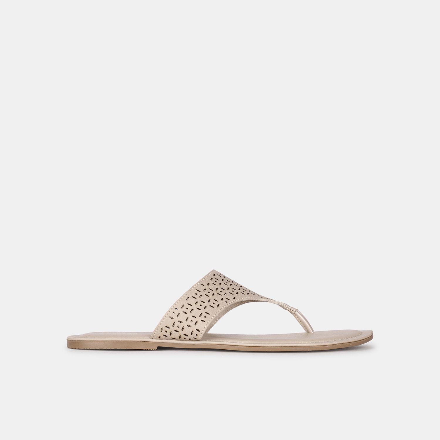 Bata off-white t-strap flat thongs for women