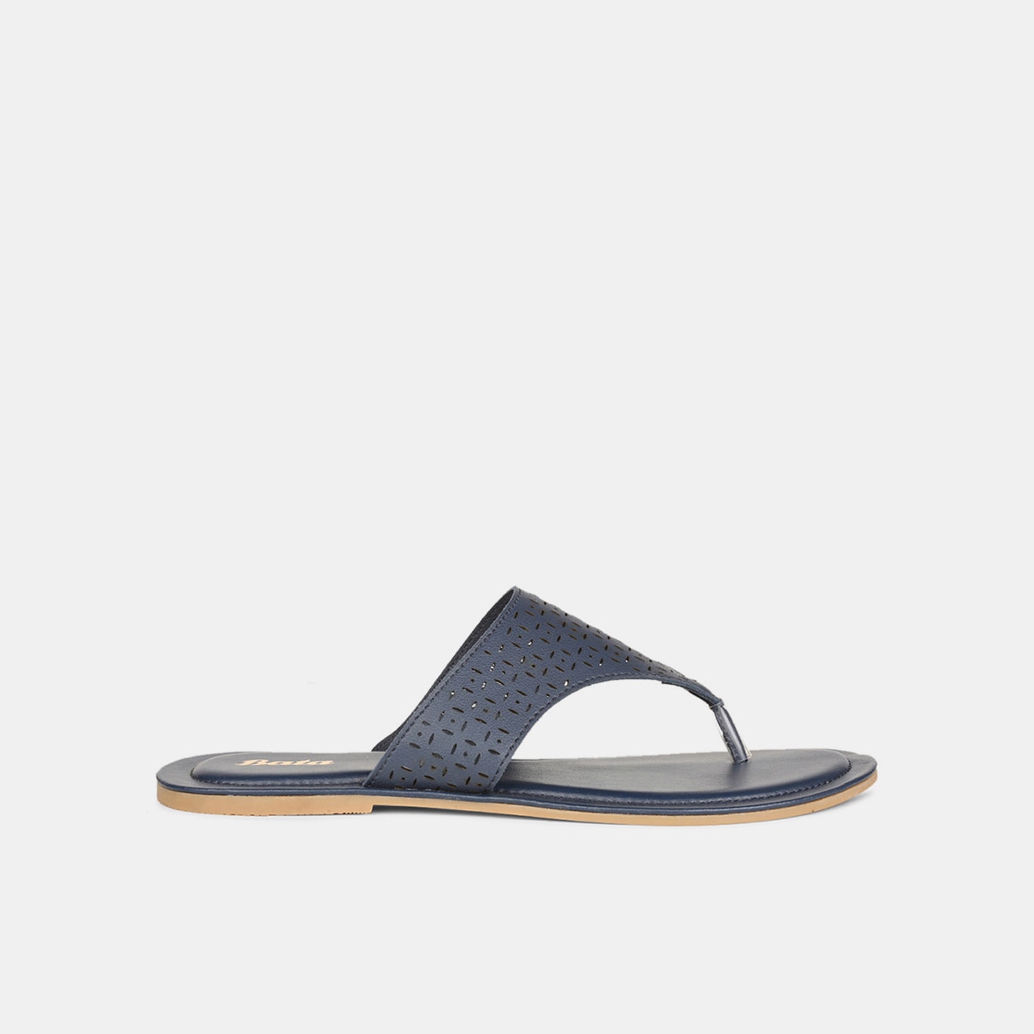 Bata blue t-strap flat thongs for women