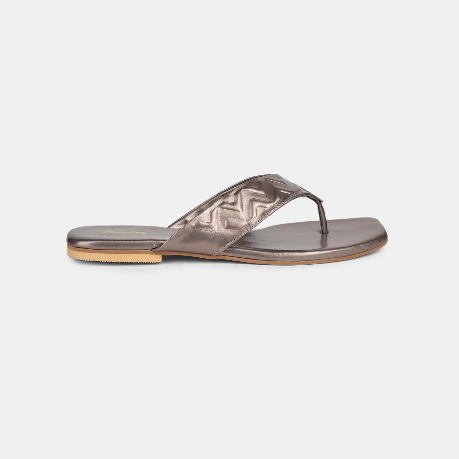 Bata gunmetal flat thong slippers for women