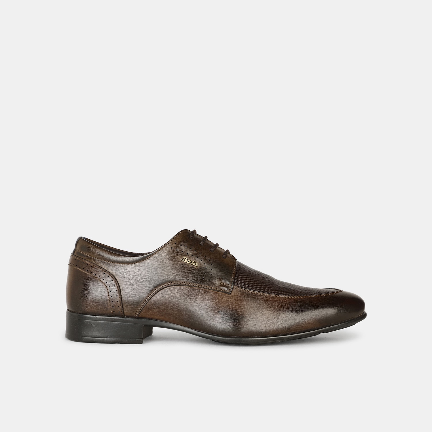 Bata brown formal derby-style shoes with lace-up closure for men