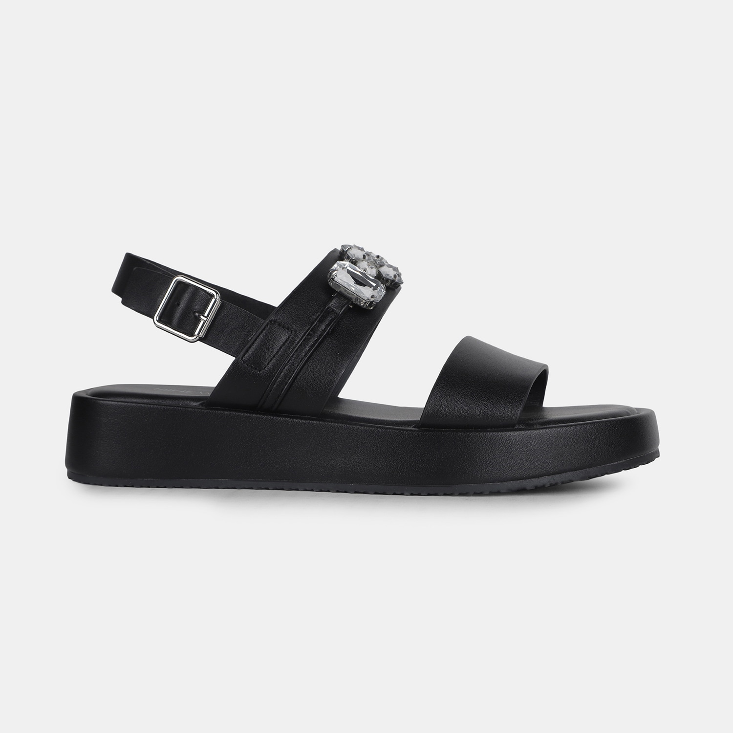Nine west black embellished open toe sandals for women